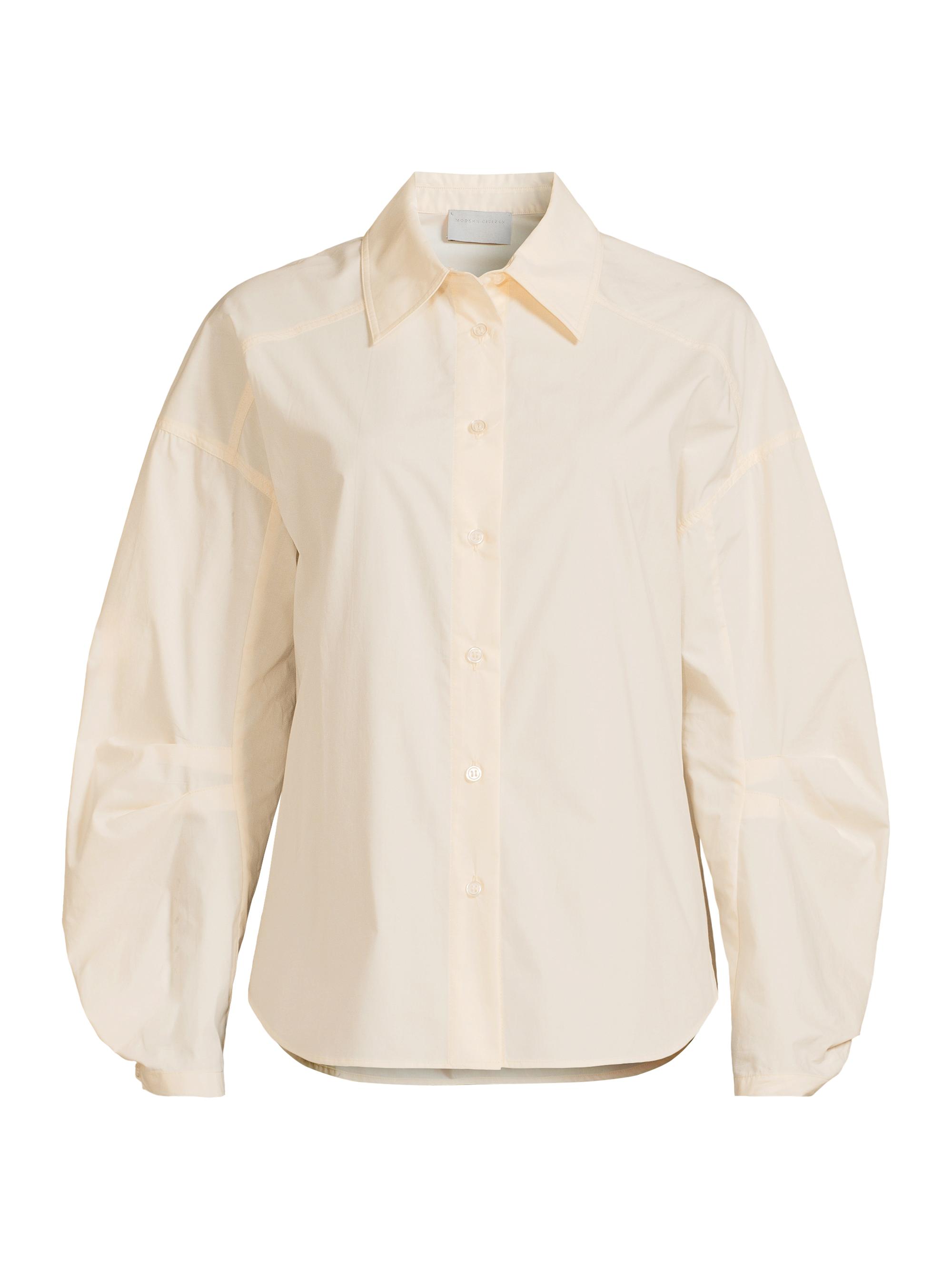 Modern Citizen Women's Lilia Cotton Puff-Sleeve Shirt - Unbleached White