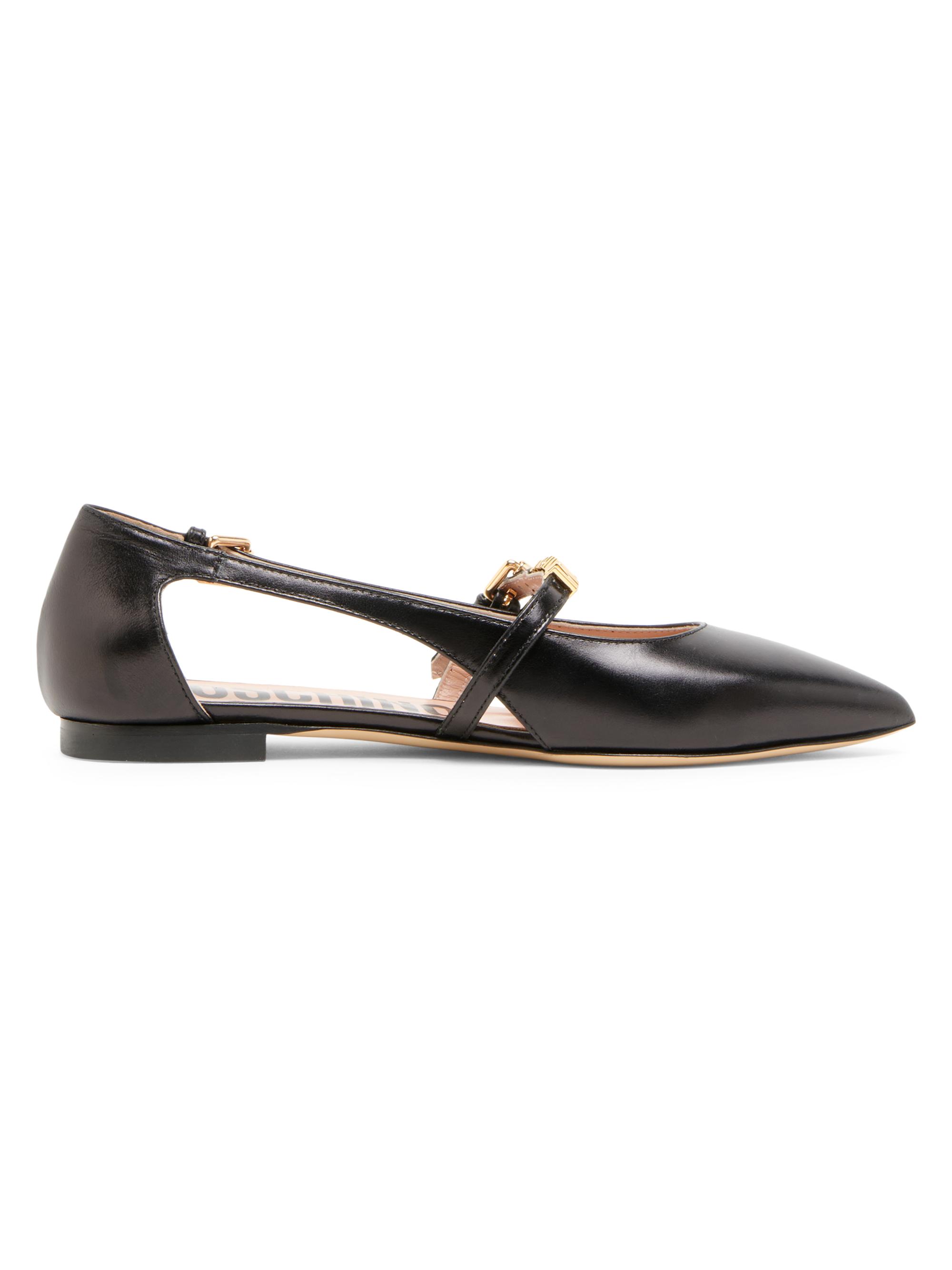 Moschino Women's Mini Lettering Leather Ballerina Flats - Black