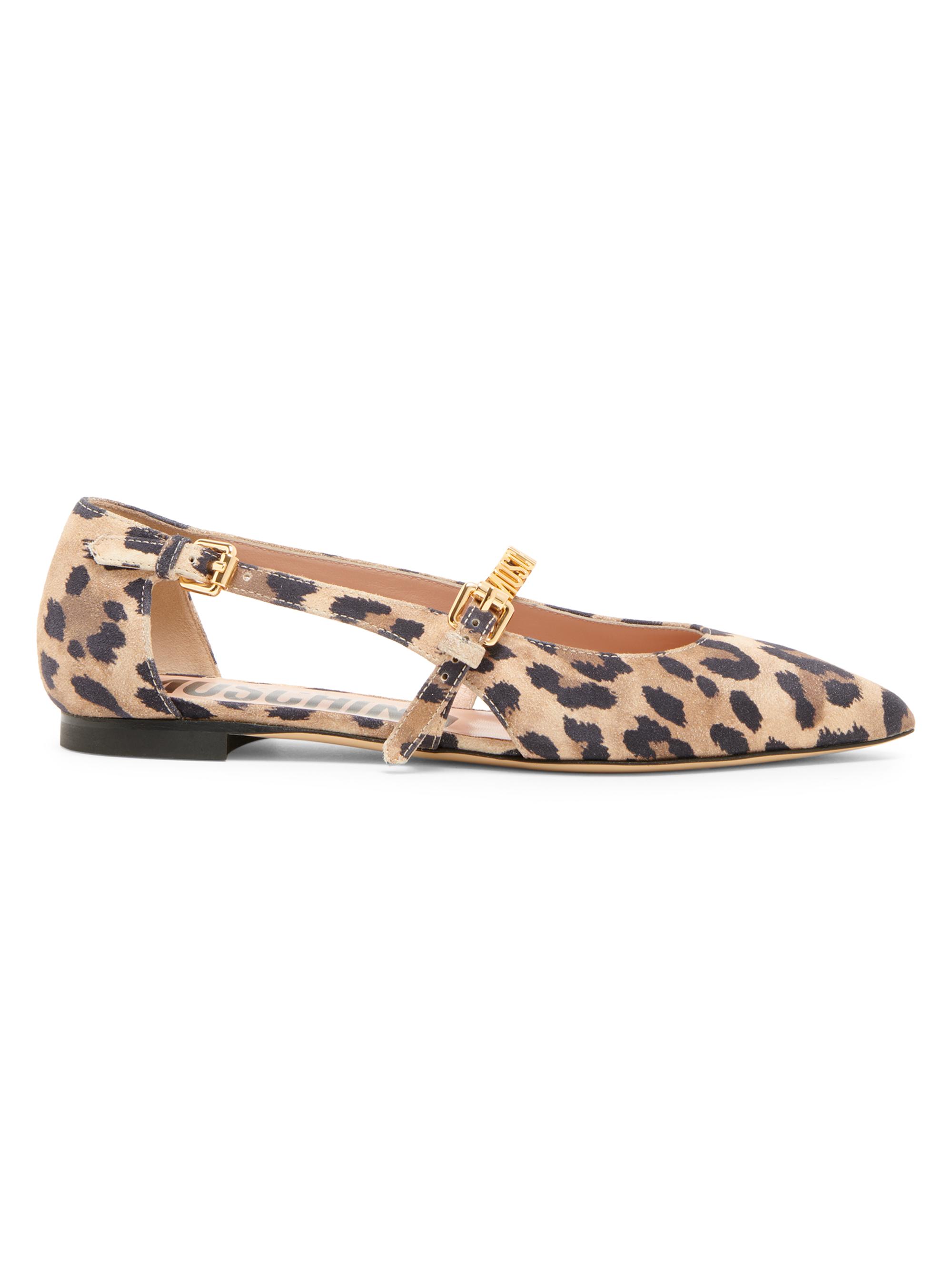 Moschino Women's Logo-Embellished Animal Print Ballerina Flats - Brown
