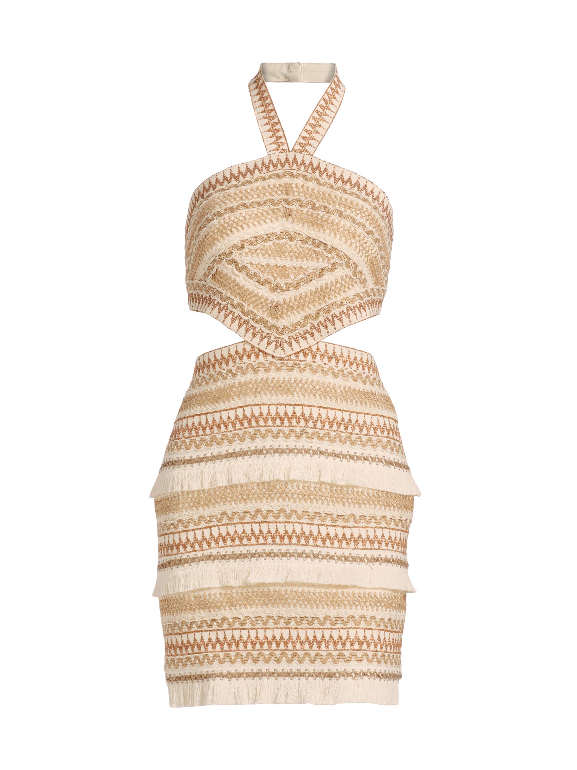 PatBO Women's Jute Halterneck Cotton-Blend Minidress - Sand