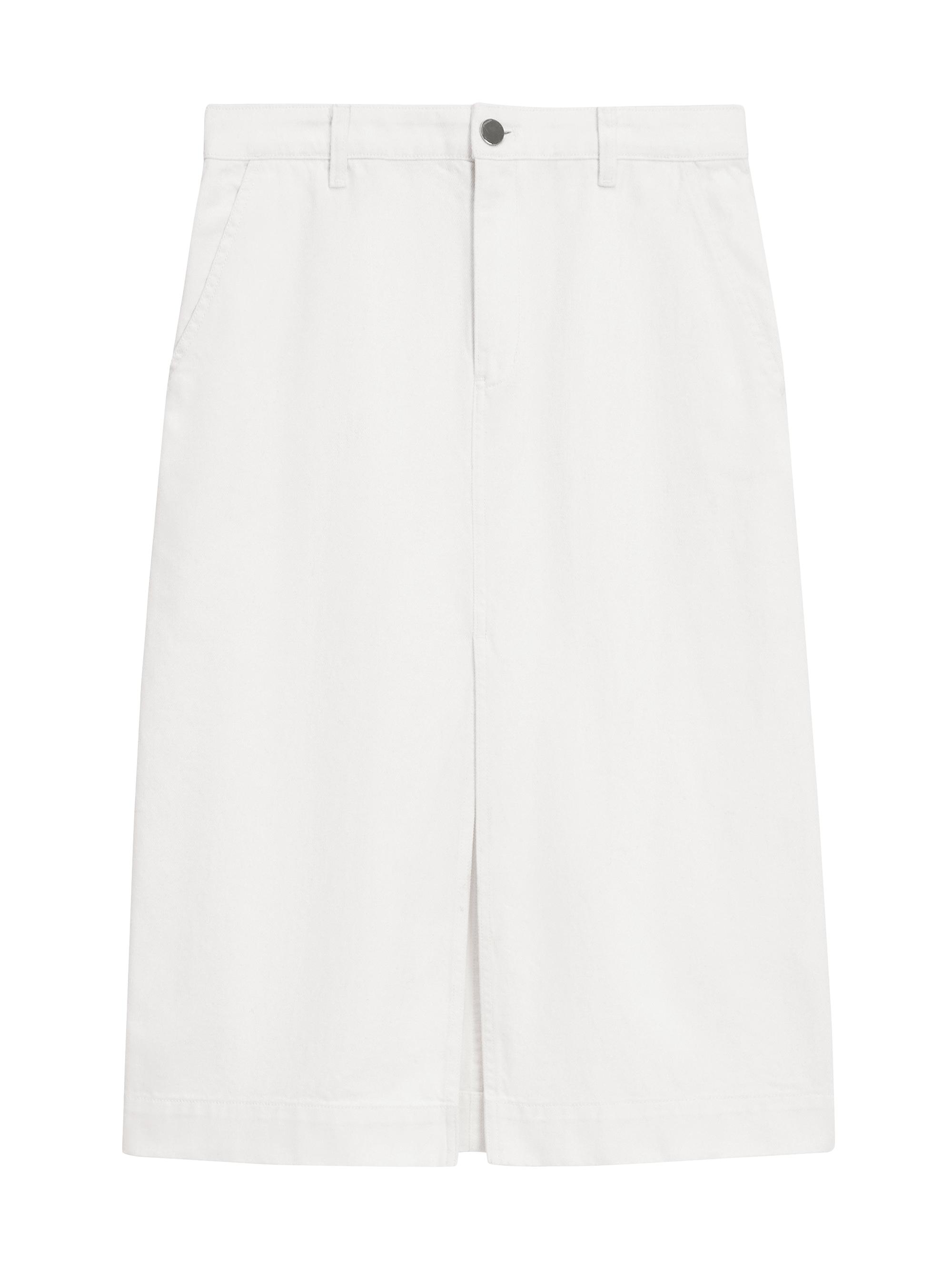 Theory Women's Denim H-Line Midi-Skirt - Optic White
