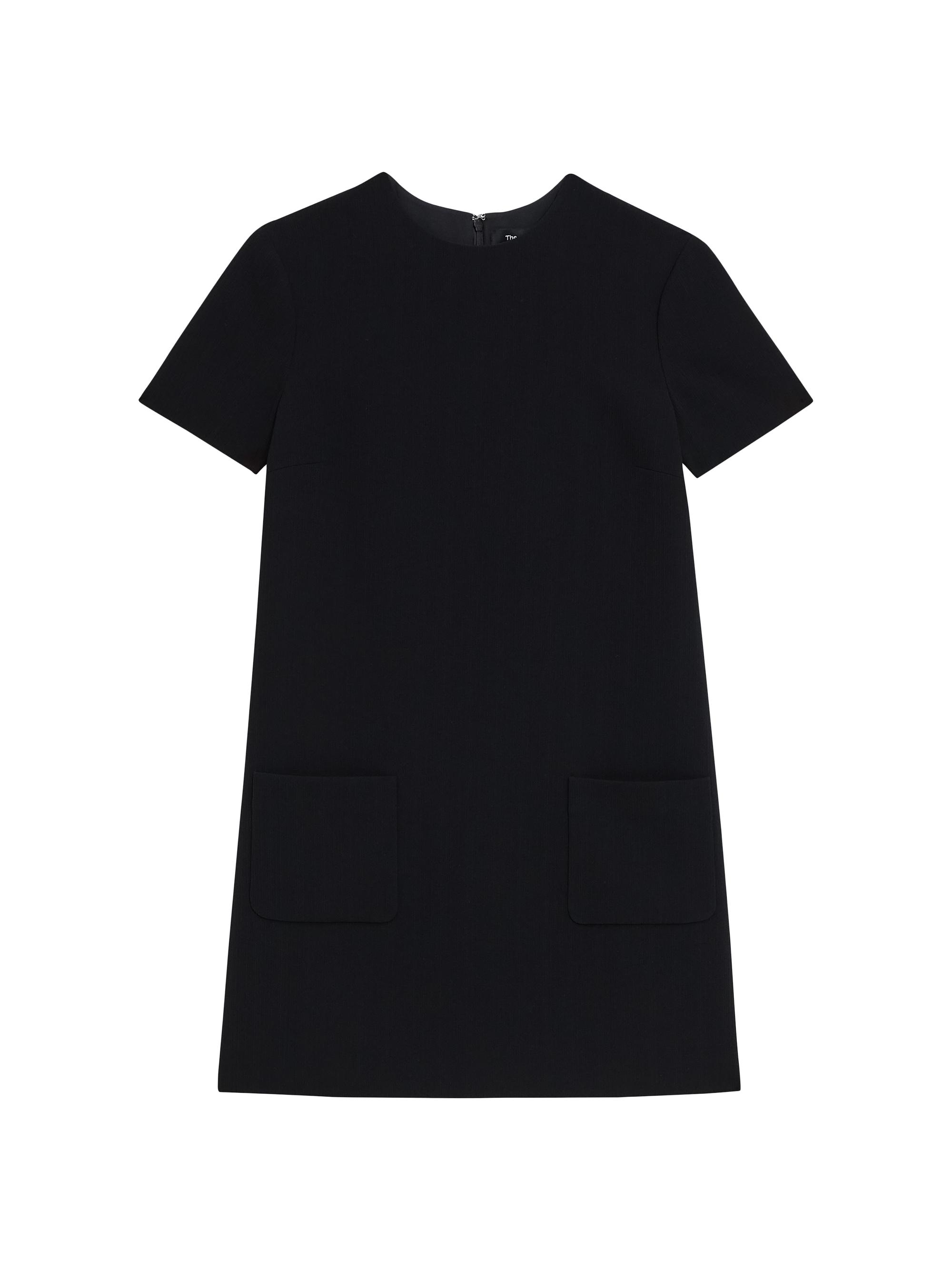 Theory Women's Short-Sleeve A-Line Shift Minidress - Black