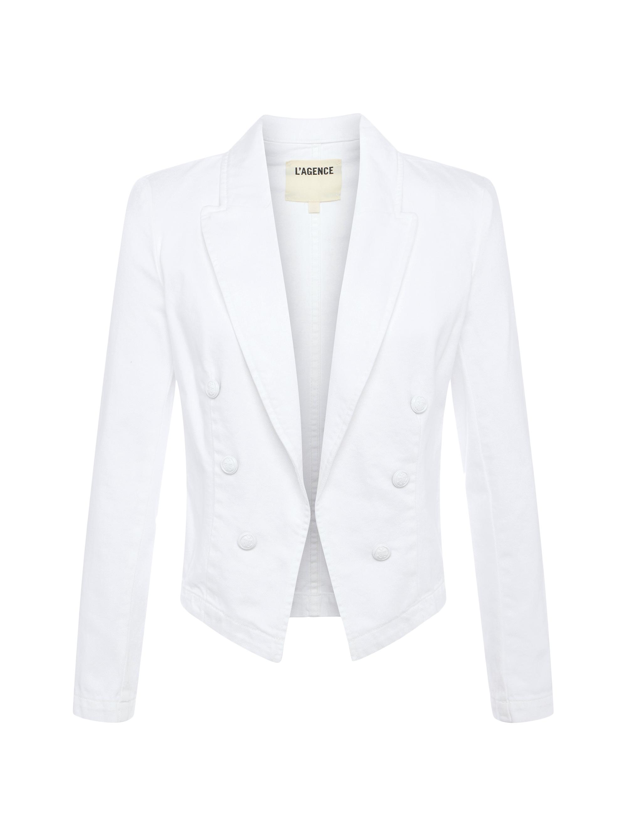L'AGENCE Women's Wayne Cotton Crop Blazer - Blanc