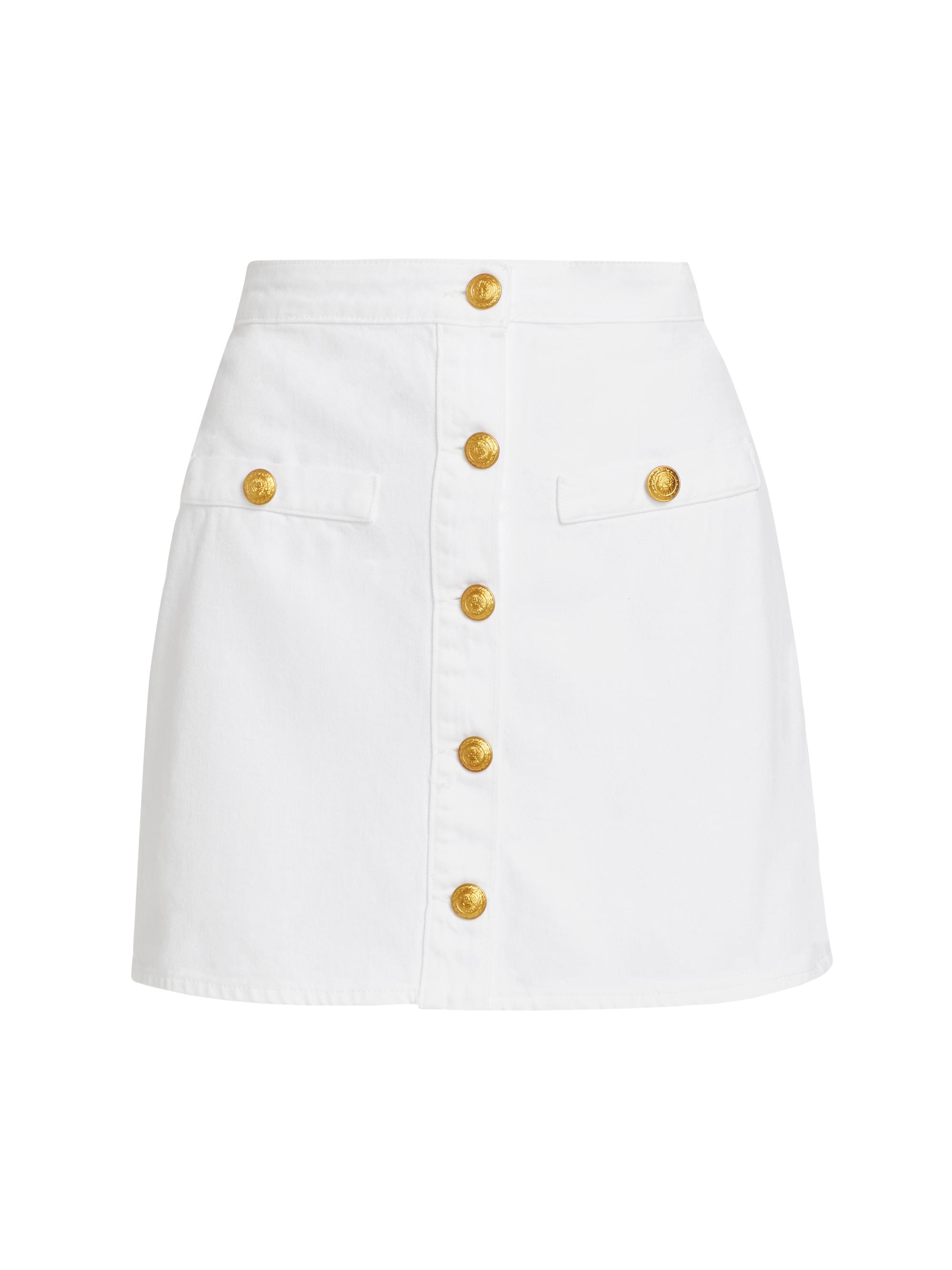 L'AGENCE Women's Kris Denim Button-Front Miniskirt - Blanc