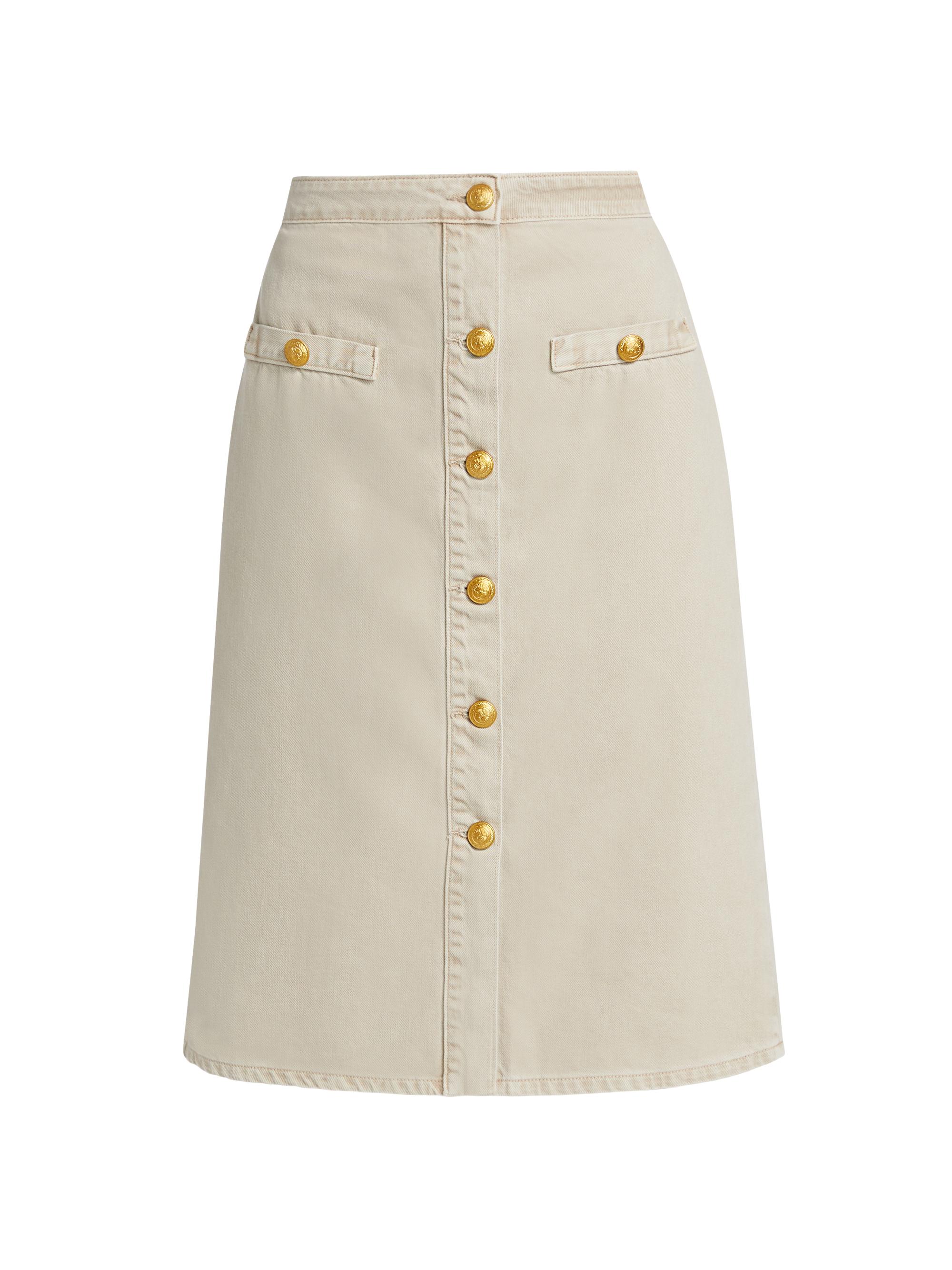 L'AGENCE Women's Landry Denim Midi-Skirt - Biscuit