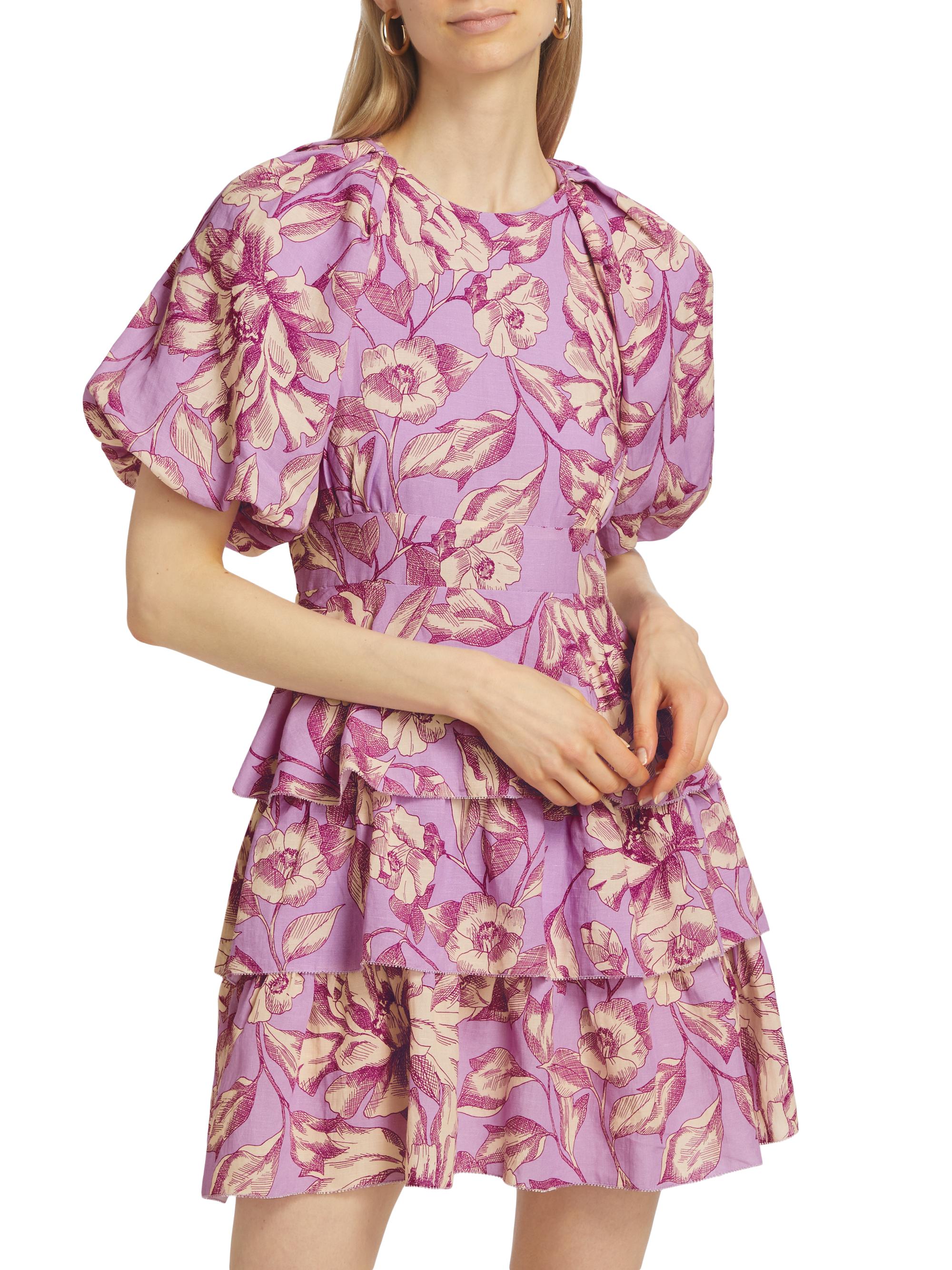 Reyna Floral Linen-Blend Minidress