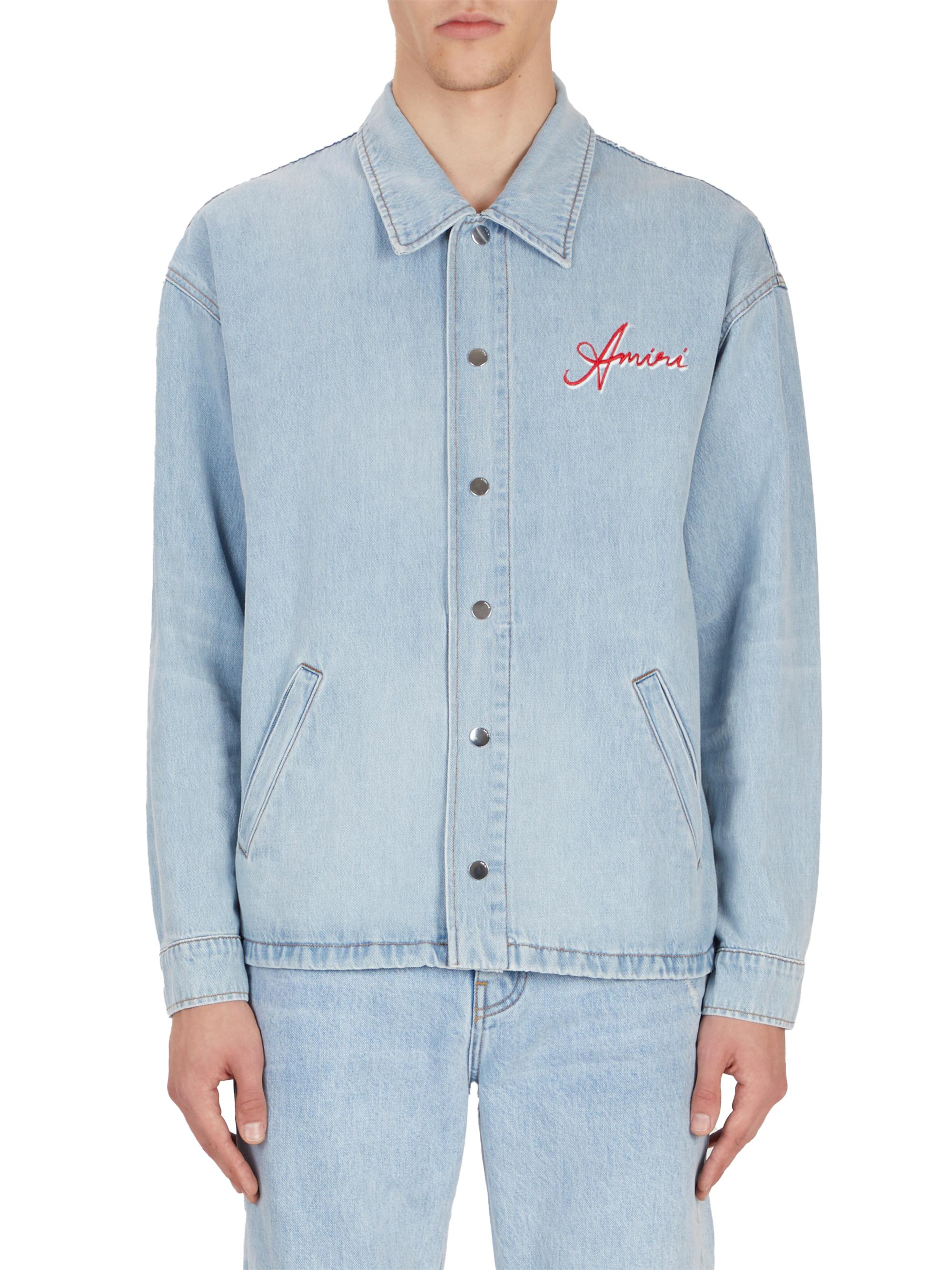 Amiri Men's Resort Club Denim Coach Jacket - Sky Indigo