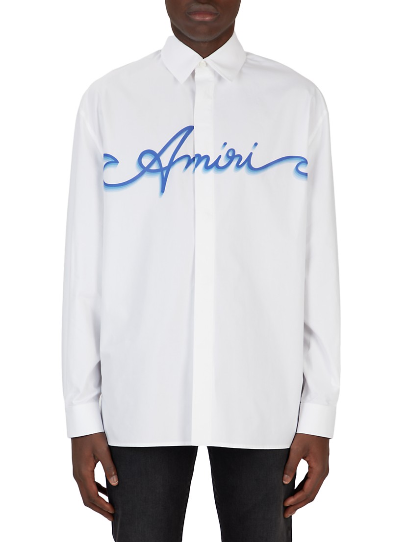 Shop Amiri Logo Wave Cotton Poplin Shirt | Saks Fifth Avenue Shop Amiri Logo Wave Cotton Poplin Shirt | Saks Fifth Avenue