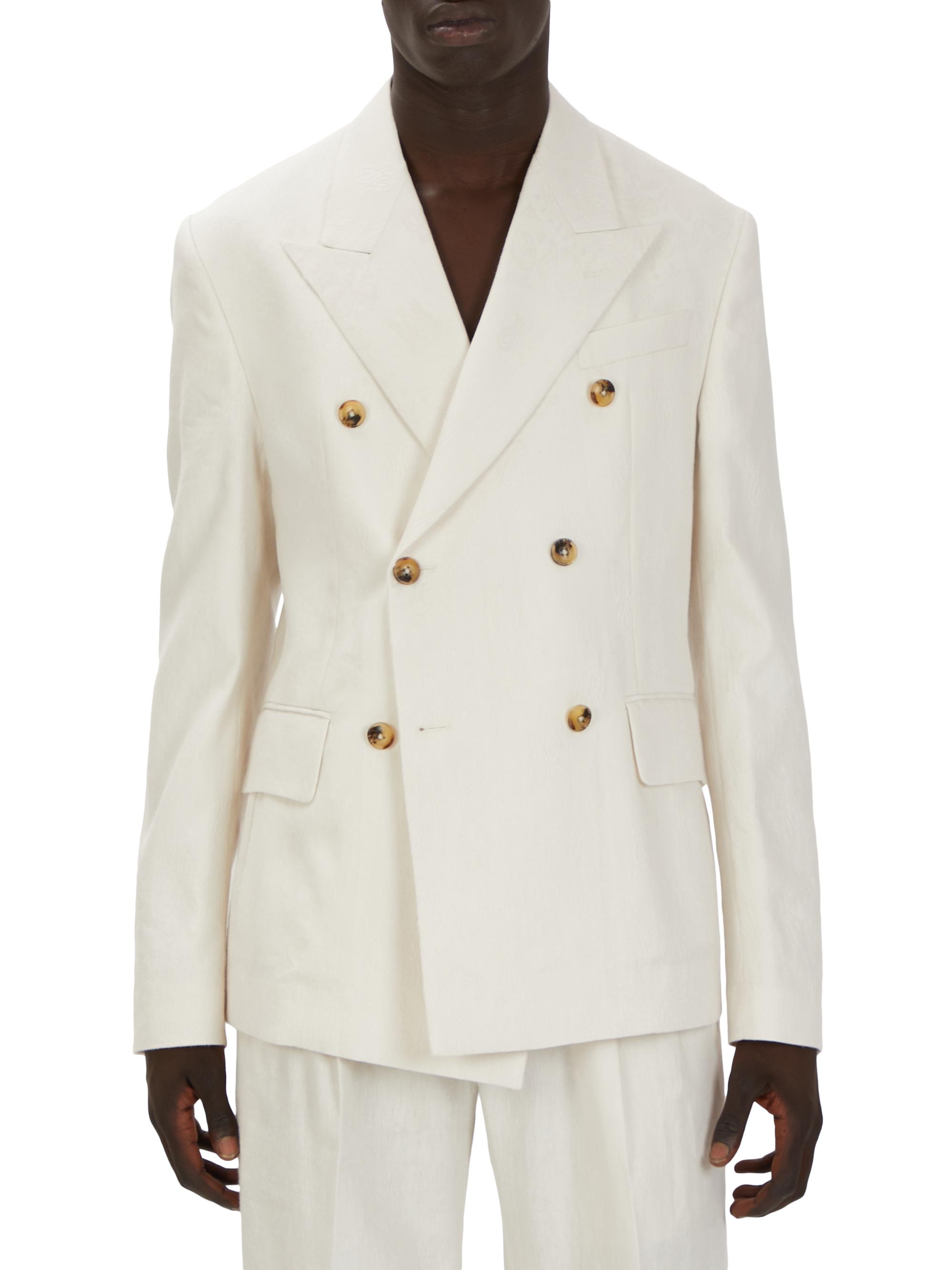 Amiri Men's MA Bandana Linen Double-Breasted Blazer - Birch