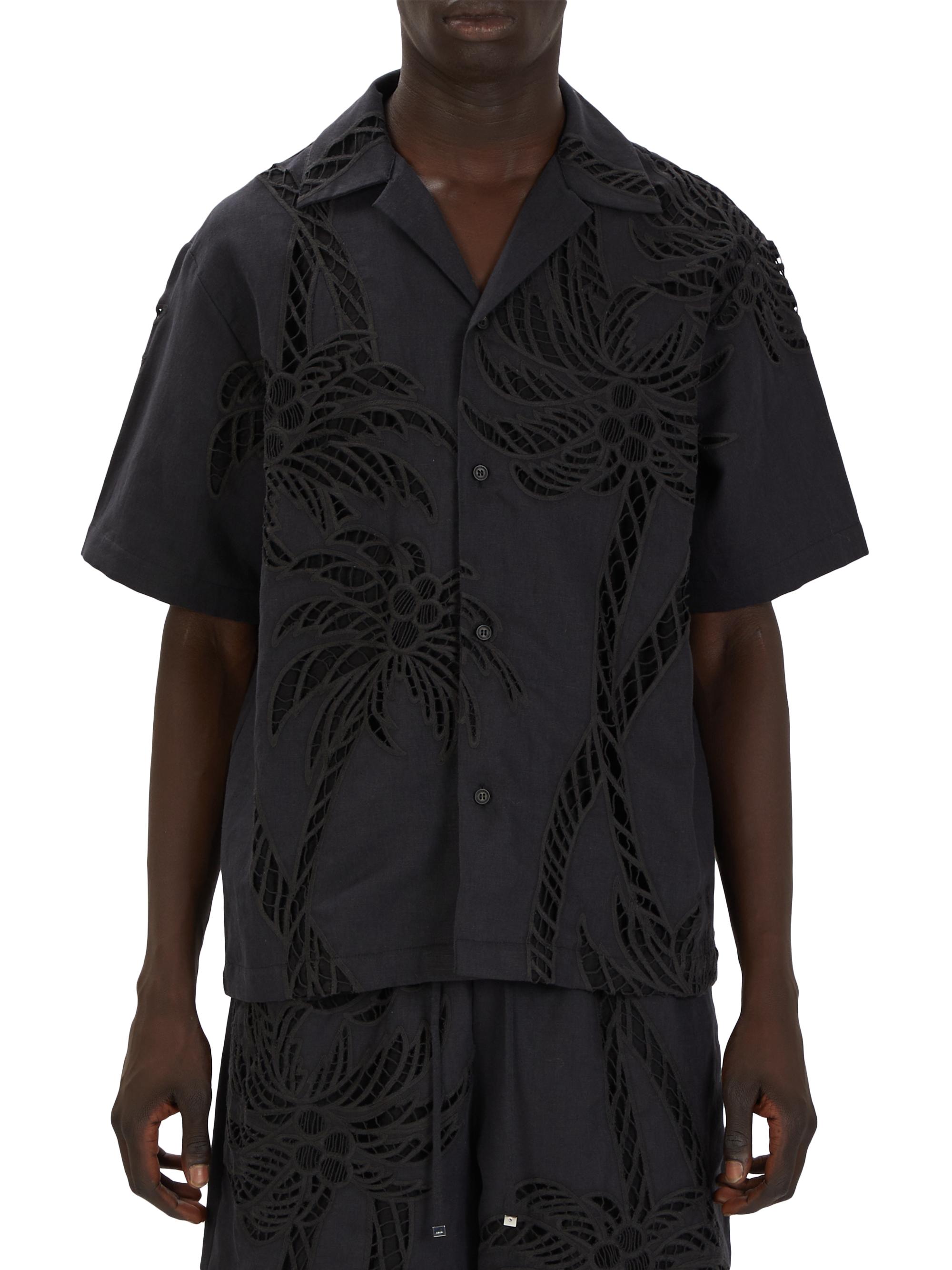 Amiri Men's Eyelet Palm Camp Shirt - Black
