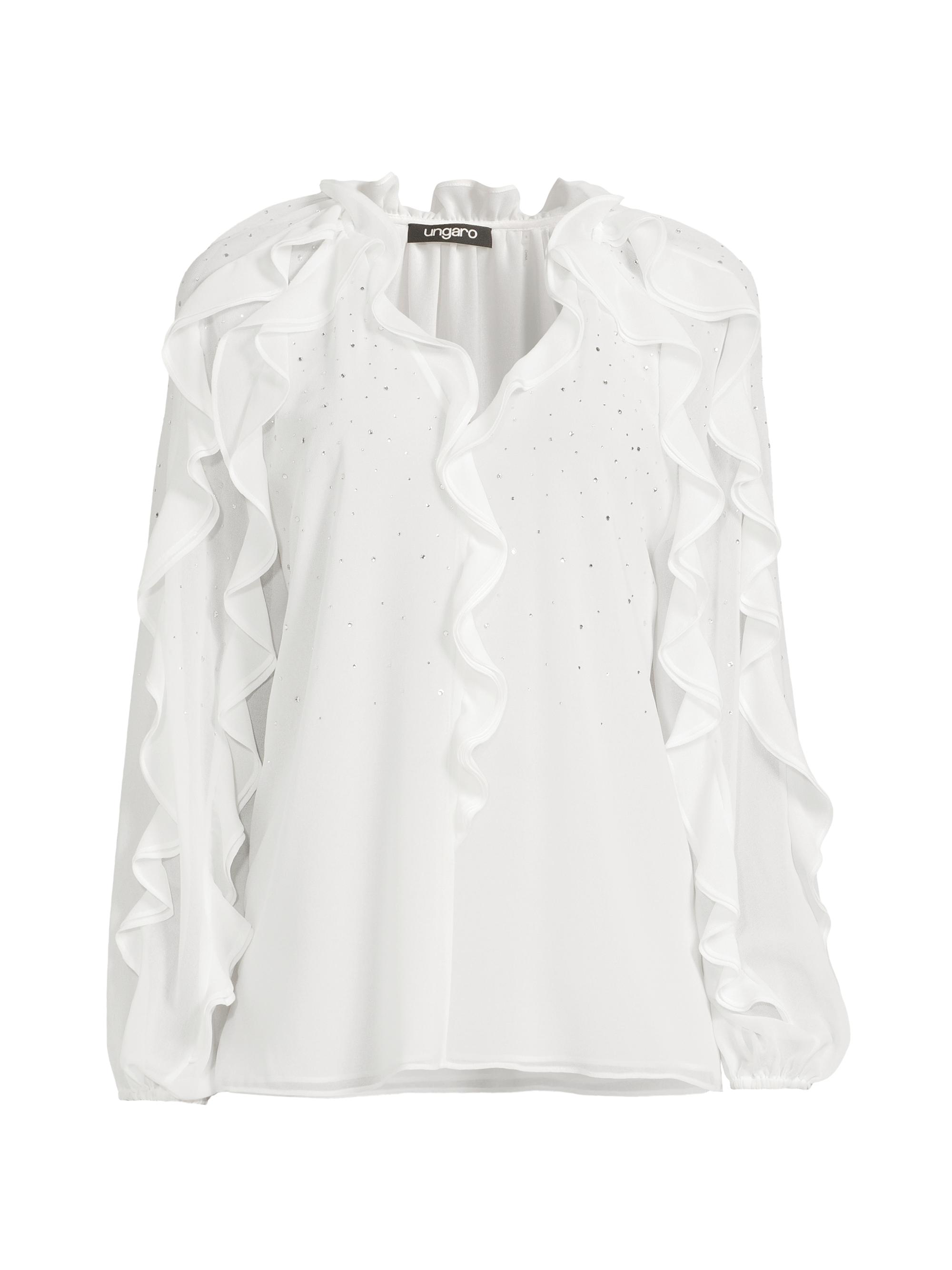 Ungaro Women's Aurora Crystal-Embellished Ruffled Blouse - White