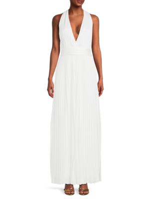 green emerald velvet dress Persephone Pleated Cami Gown - Lumen Gold Satin Sleeveless Maxi Dress