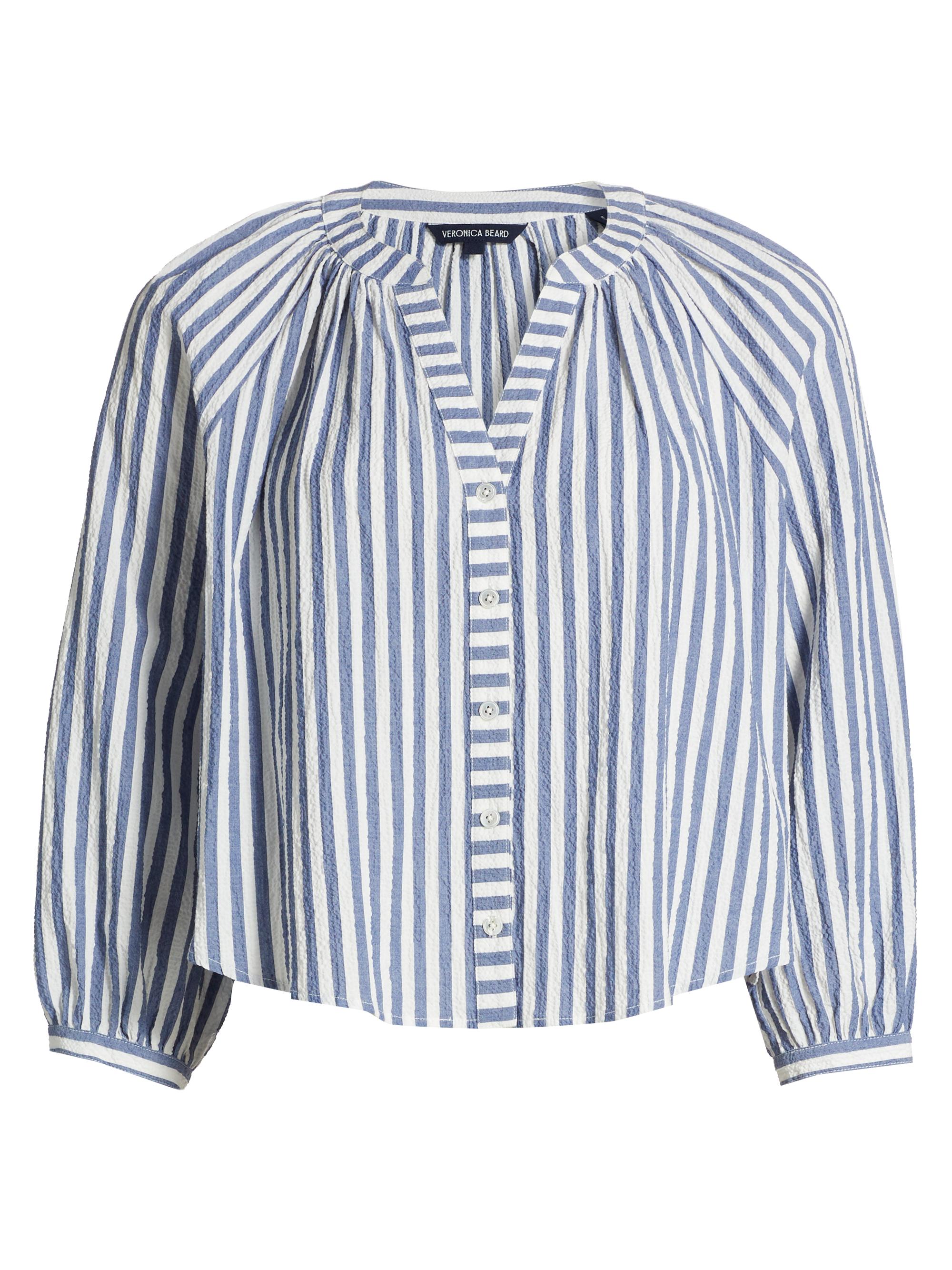 Veronica Beard Women's Judith Striped Cotton Blouse - Blue White