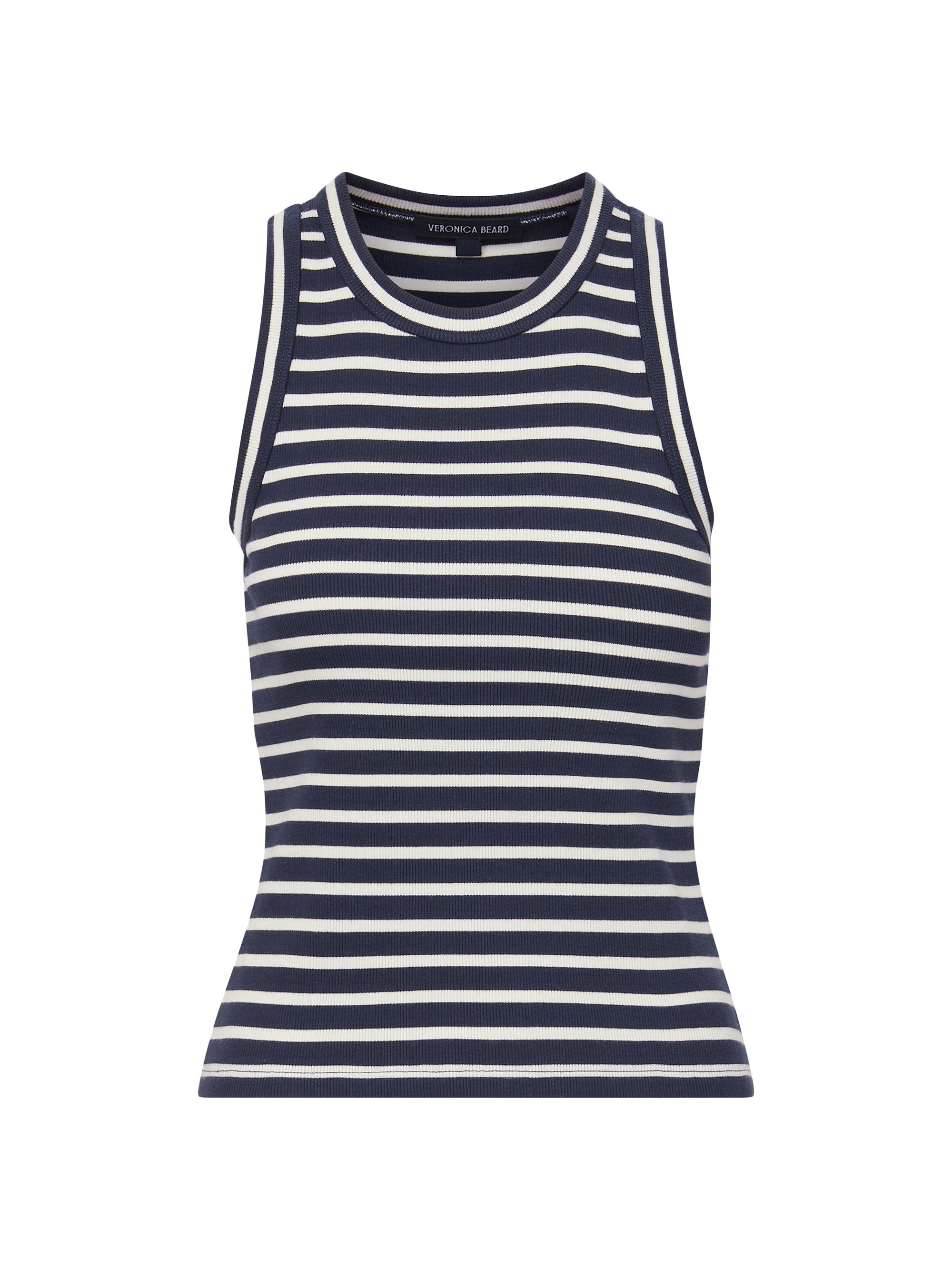 Veronica Beard Women's Jordyn Stripe Cotton Tank - Marine Off White