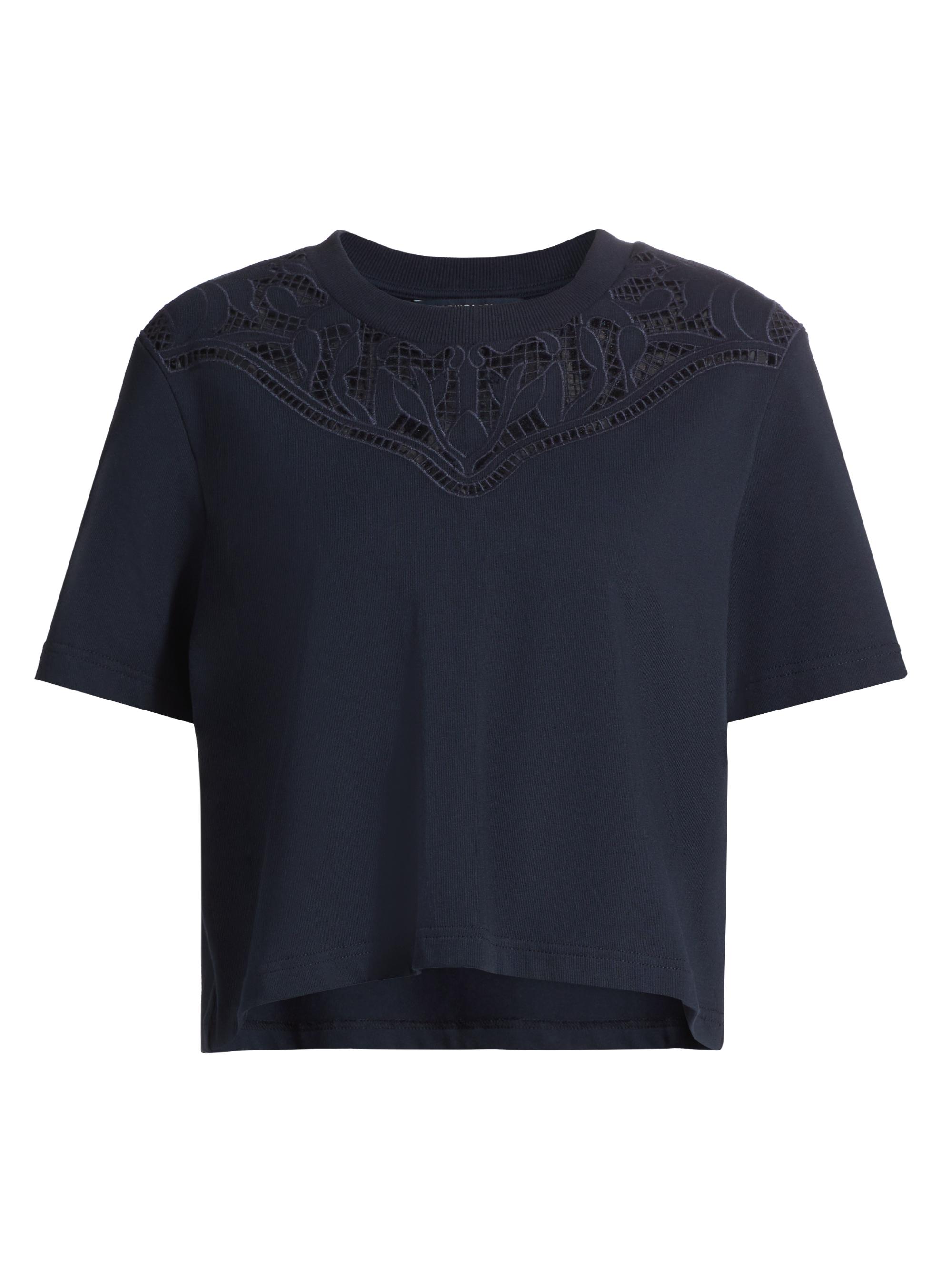 Veronica Beard Women's Monty Geometric Lace T-Shirt - Navy