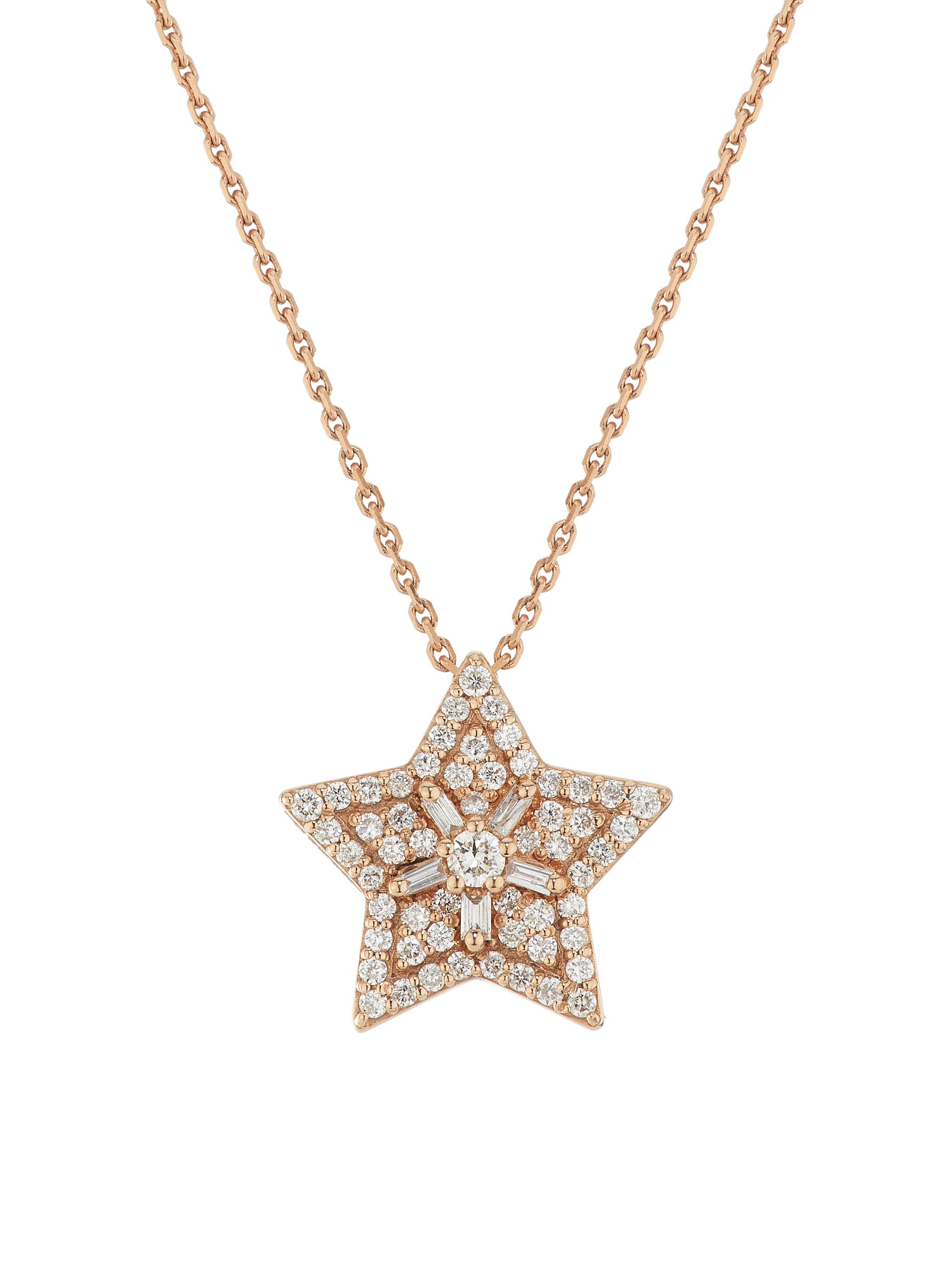 Bee Goddess Women's Star Light Sirius 14K Rose Gold & 0.35 TCW Diamond Pendant Necklace - Rose Gold