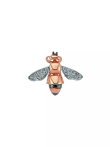 Honey Bee 14K Rose Gold & Diamond Single Earring
