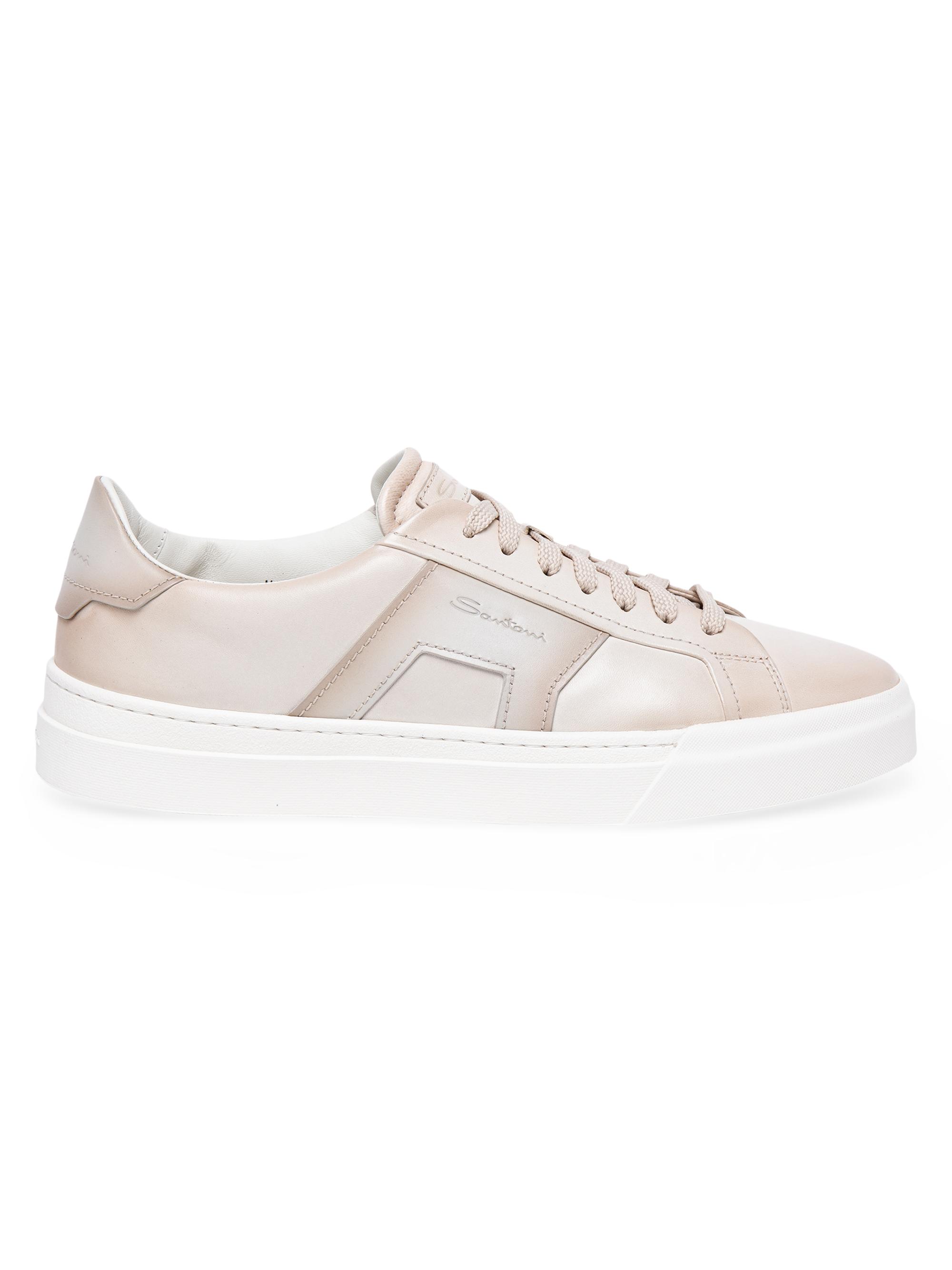 Santoni Men's Double-Buckle Leather Sneakers - White