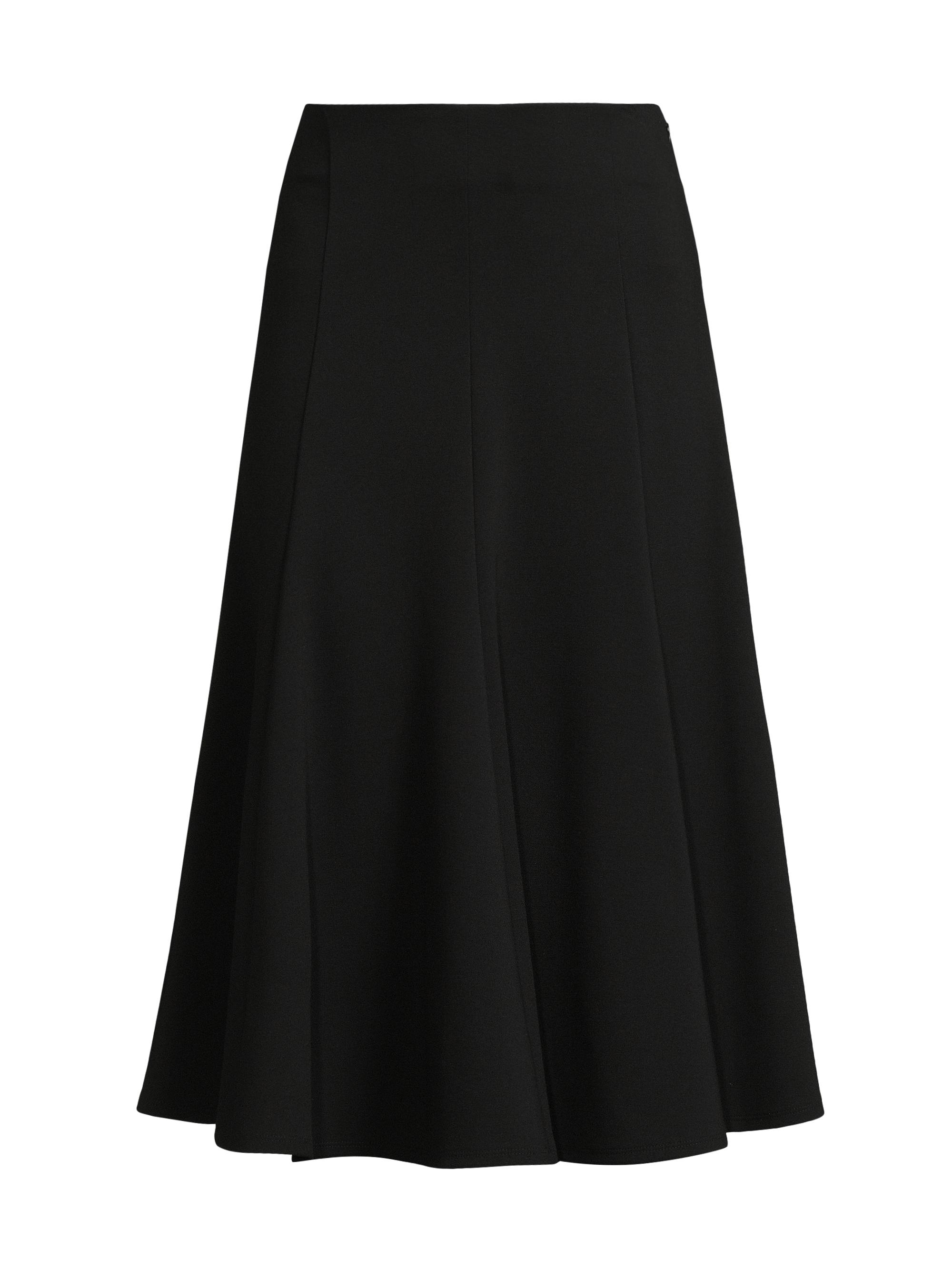 Natori Women's Compact-Knit Fluted Midi-Skirt - Black