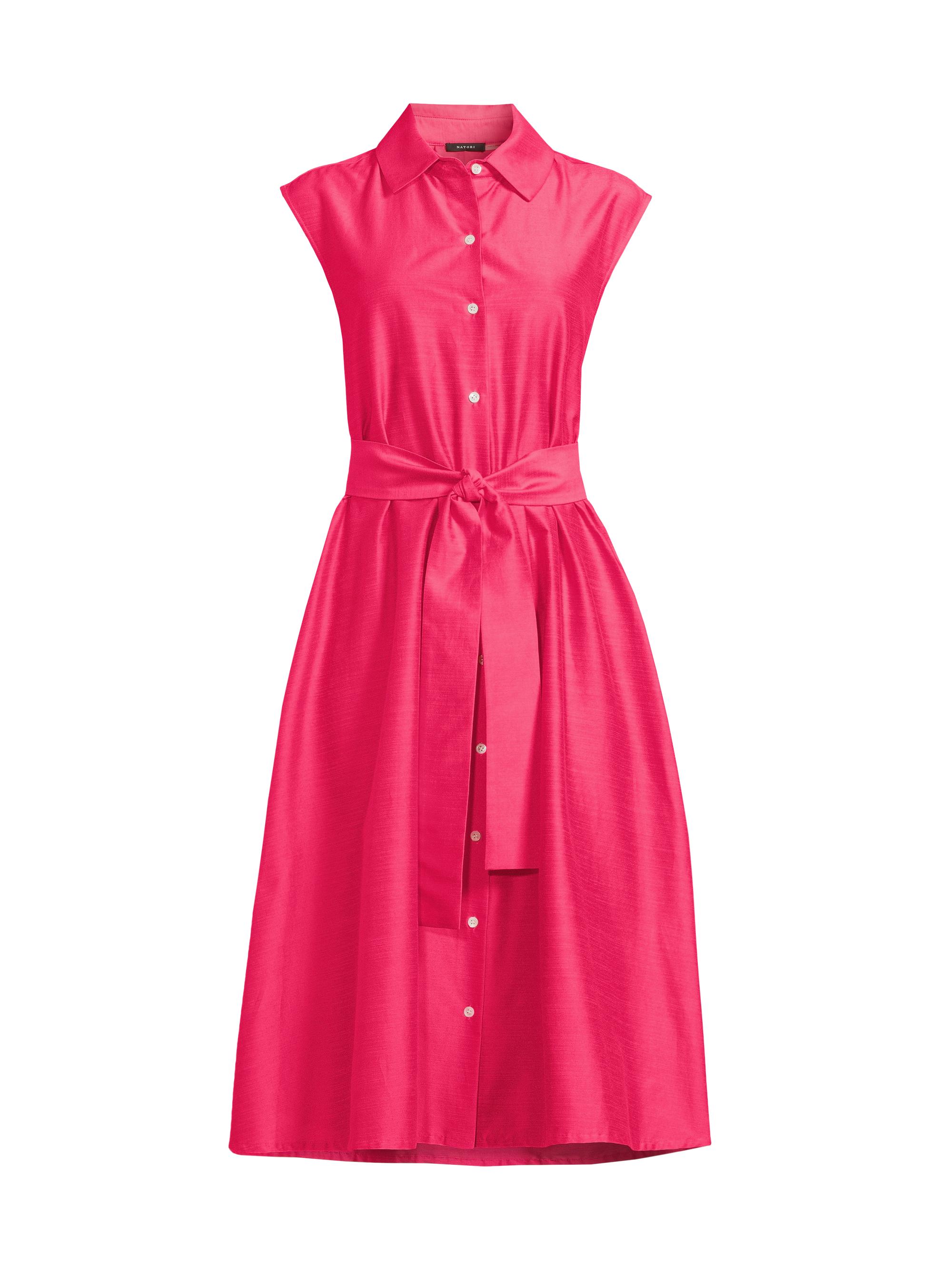 Natori Women's Belted Slubbed Cotton-Blend Dress - Azalea