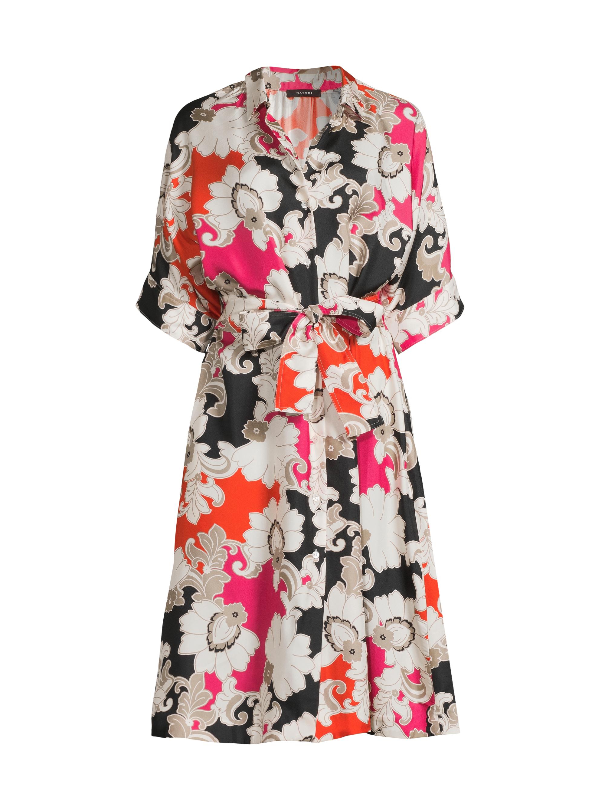 Natori Women's Cressida Belted Printed Silk Twill Shirtdress