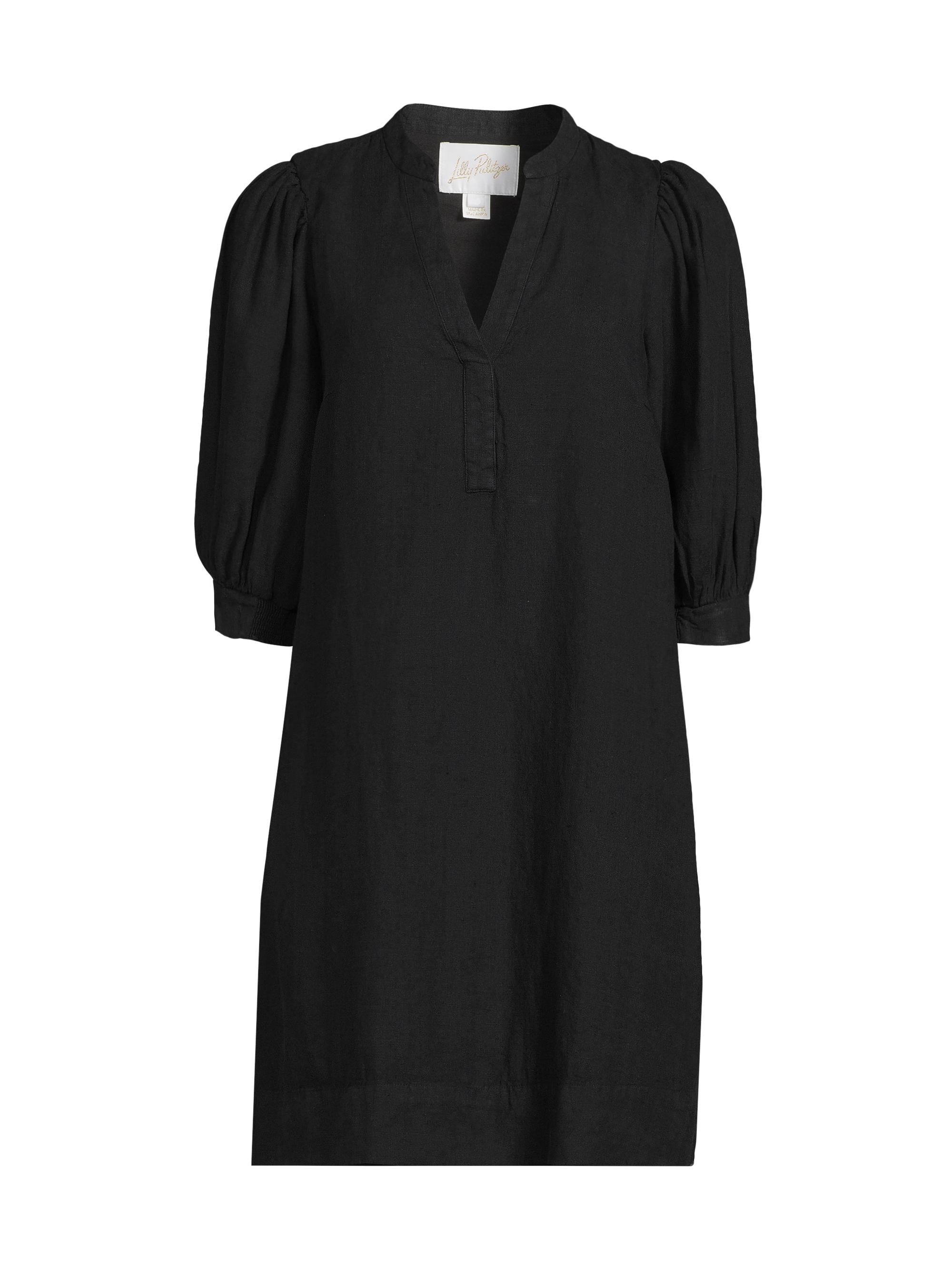 Lilly Pulitzer Women's Mialeigh Linen Elbow-Sleeve Dress - Noir Noir