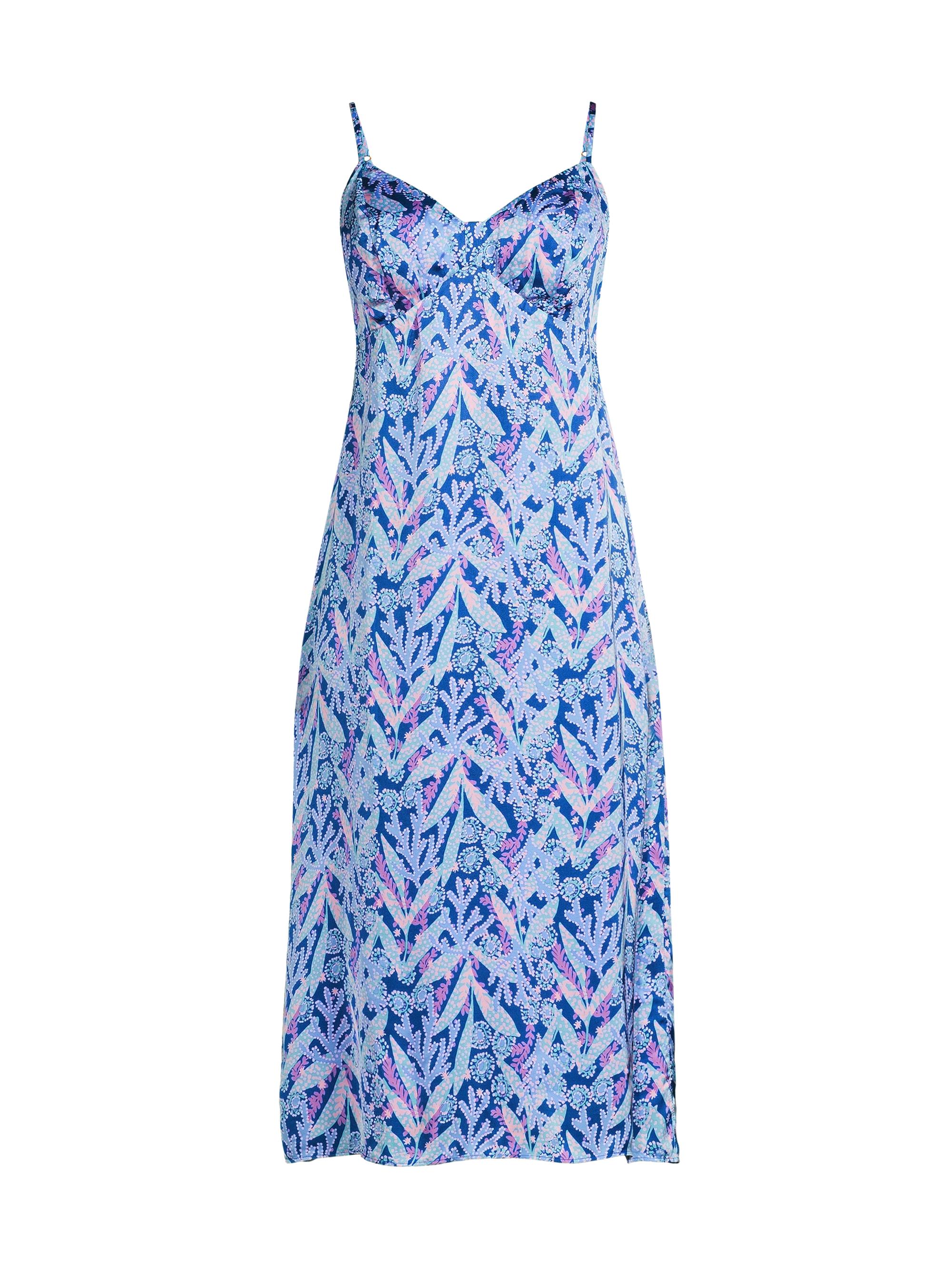 Lilly Pulitzer Women's Keana Floral Satin Slipdress - Barton Blue Star Gazing