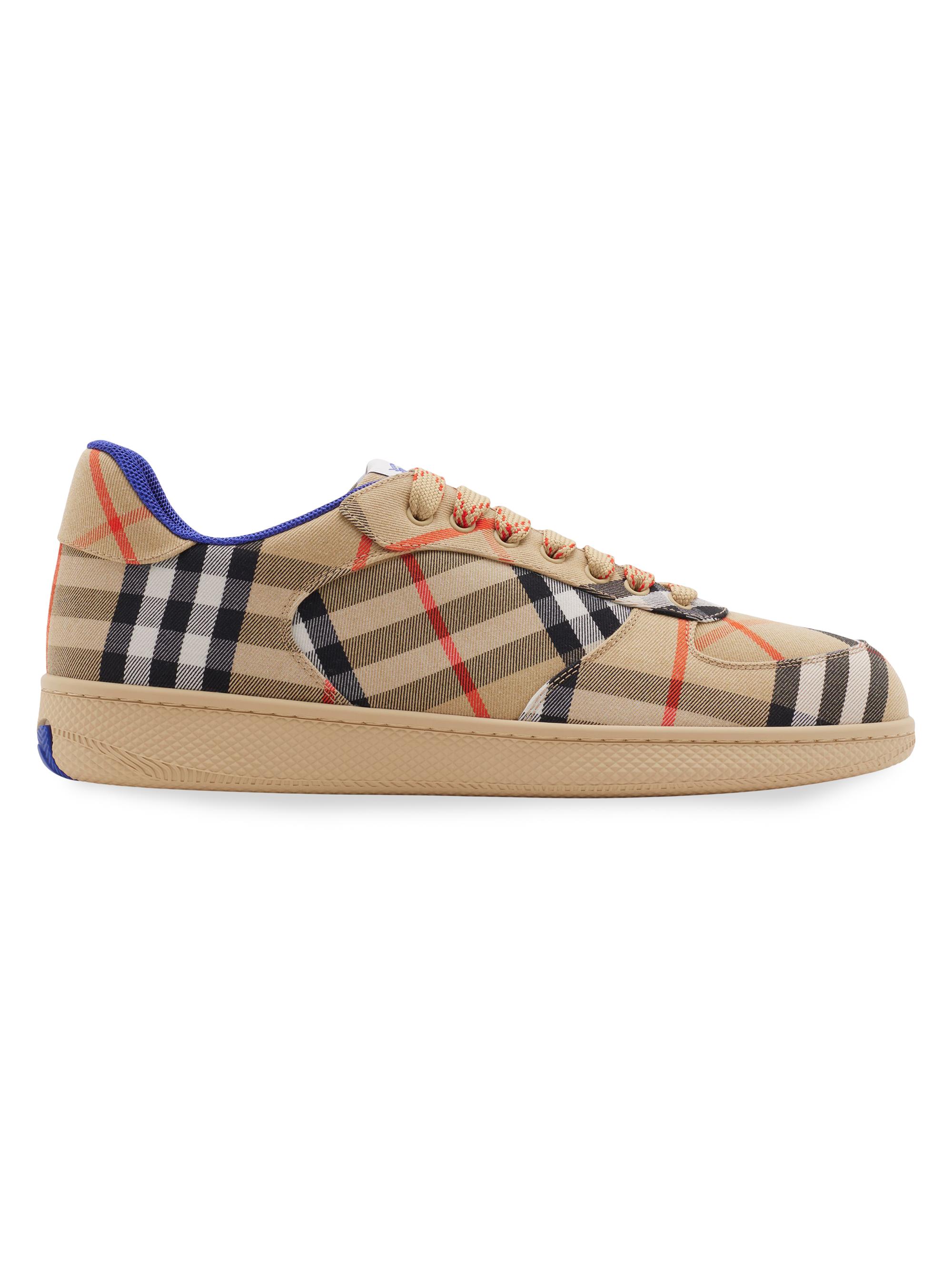Burberry Men's Terrace Check Low-Top Sneakers - Sand