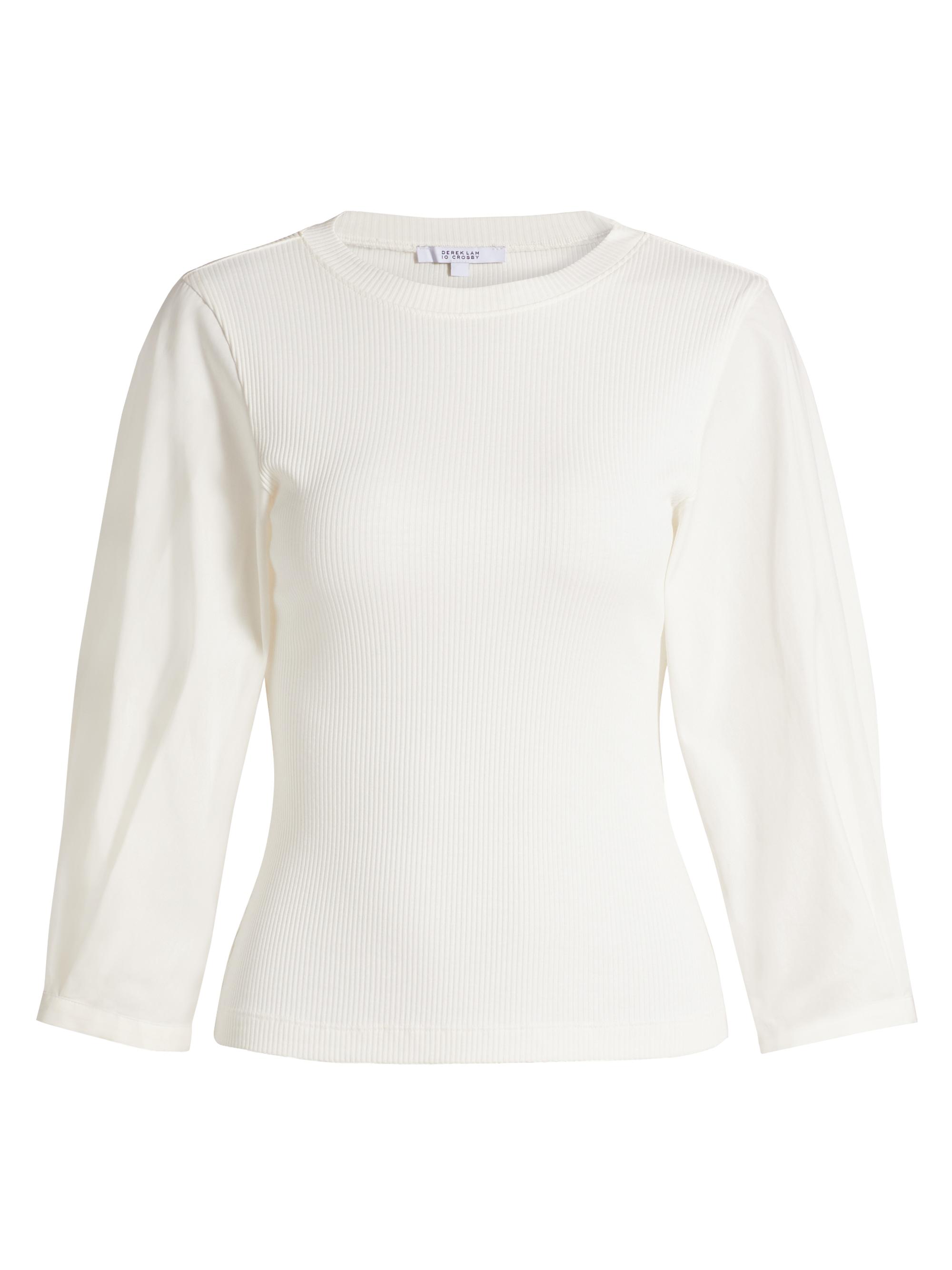 Derek Lam 10 Crosby Women's Arnaldo Mixed-Media Top - Soft White