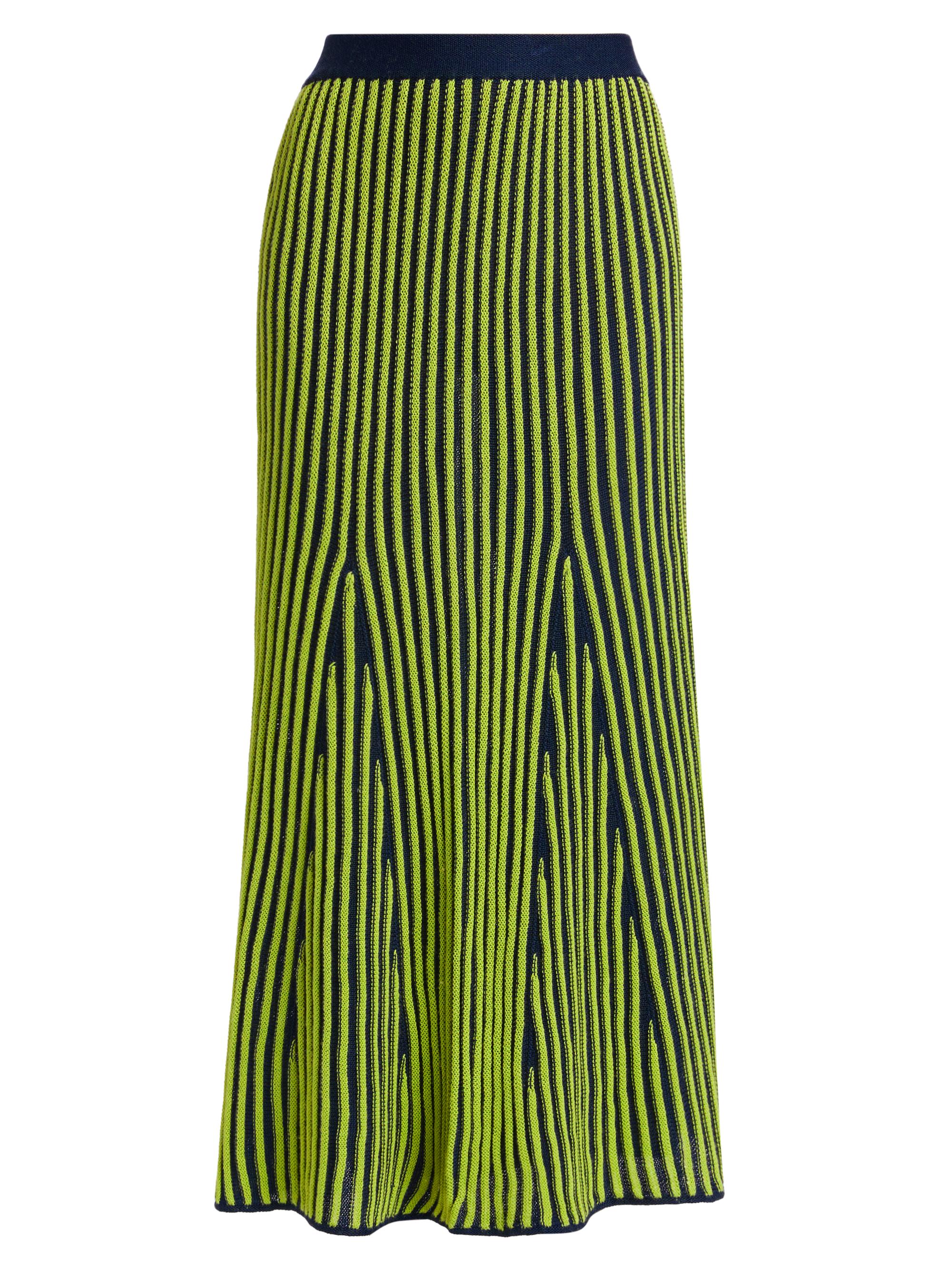 Escvdo Women's Marina Stripe Cotton Maxi Skirt - Navy Lime