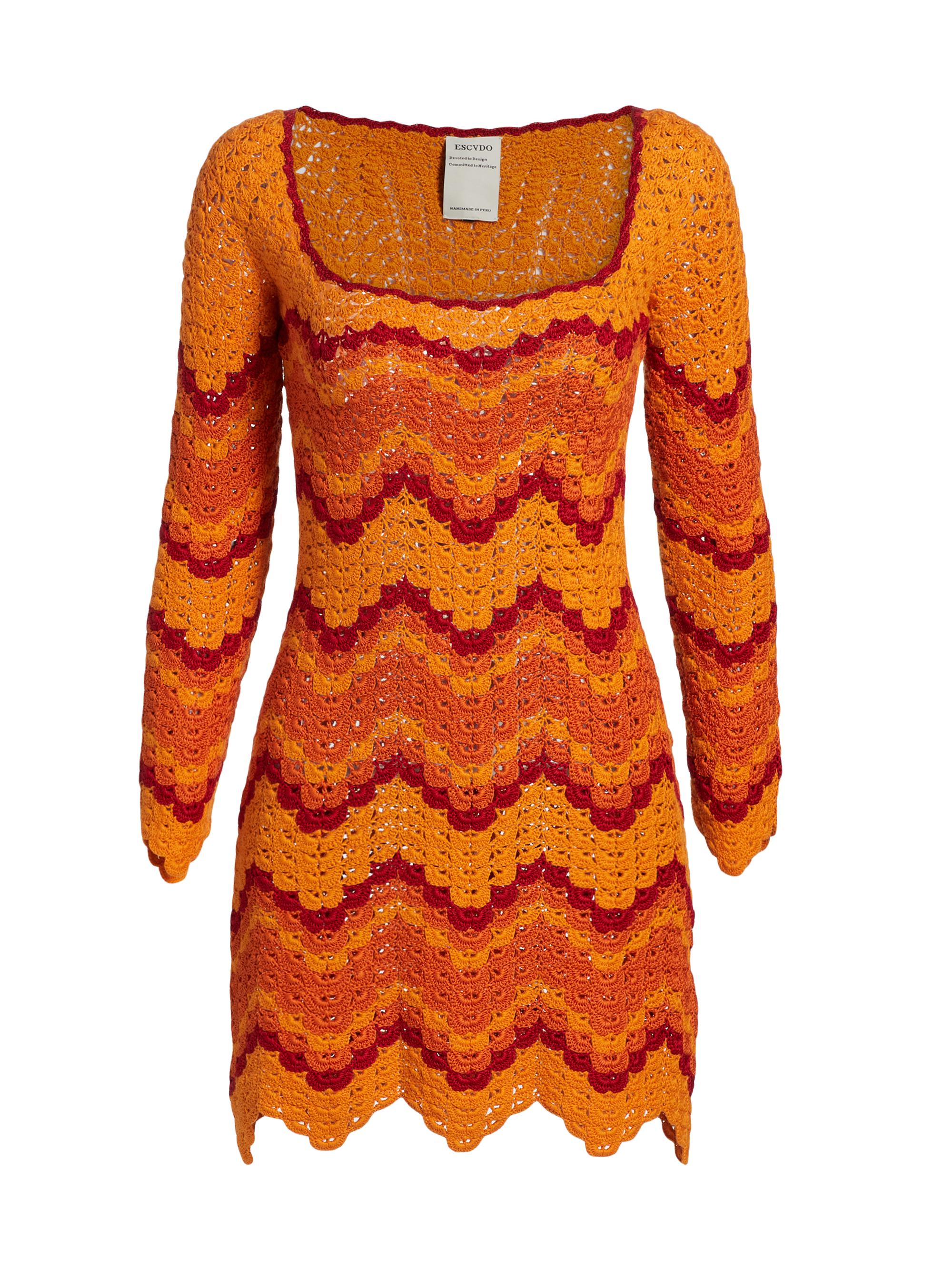 Escvdo Women's Sumac Crochet Chevron Minidress - Copper