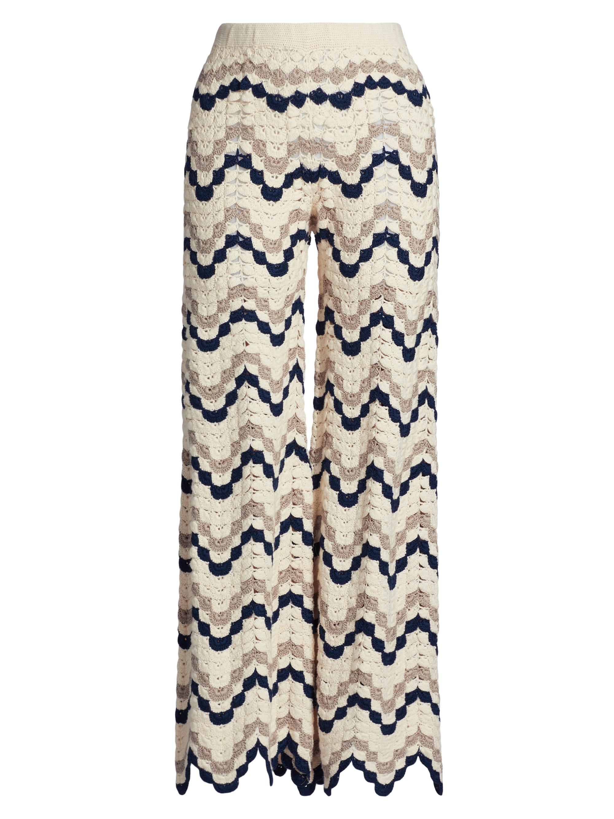 Escvdo Women's Safi Crocheted Cotton Pants -  Navy