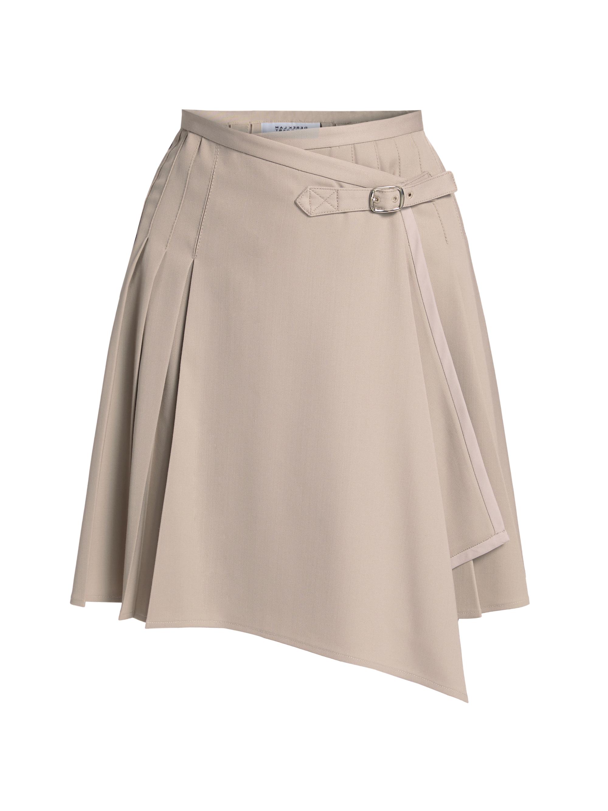 Derek Lam 10 Crosby Women's Vittoria Wool-Blend Pleated Wrap Miniskirt - French Grey