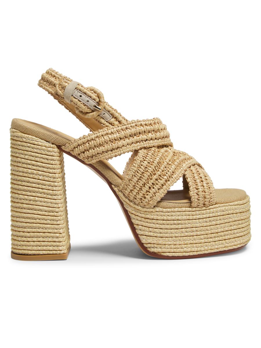 サンダル・ミュール CASTANER SINCE 1927 VICEN RAFFIA HEEL SANDALS Castañer Fulvia 130MM Raffia Platform Sandals | Saks Fifth