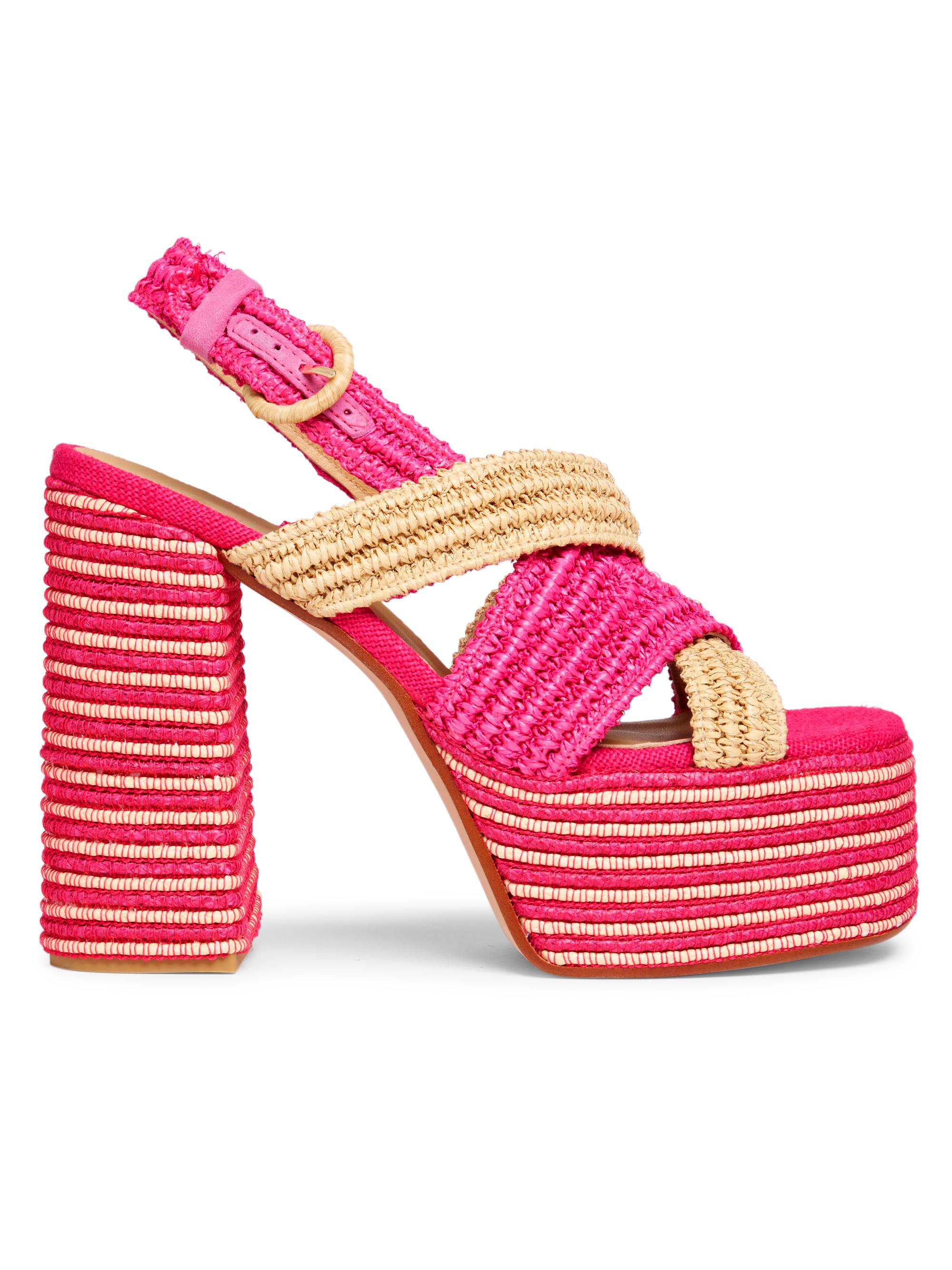Castañer Women's Fulvia 130MM Raffia Platform Sandals - Pink Raffia