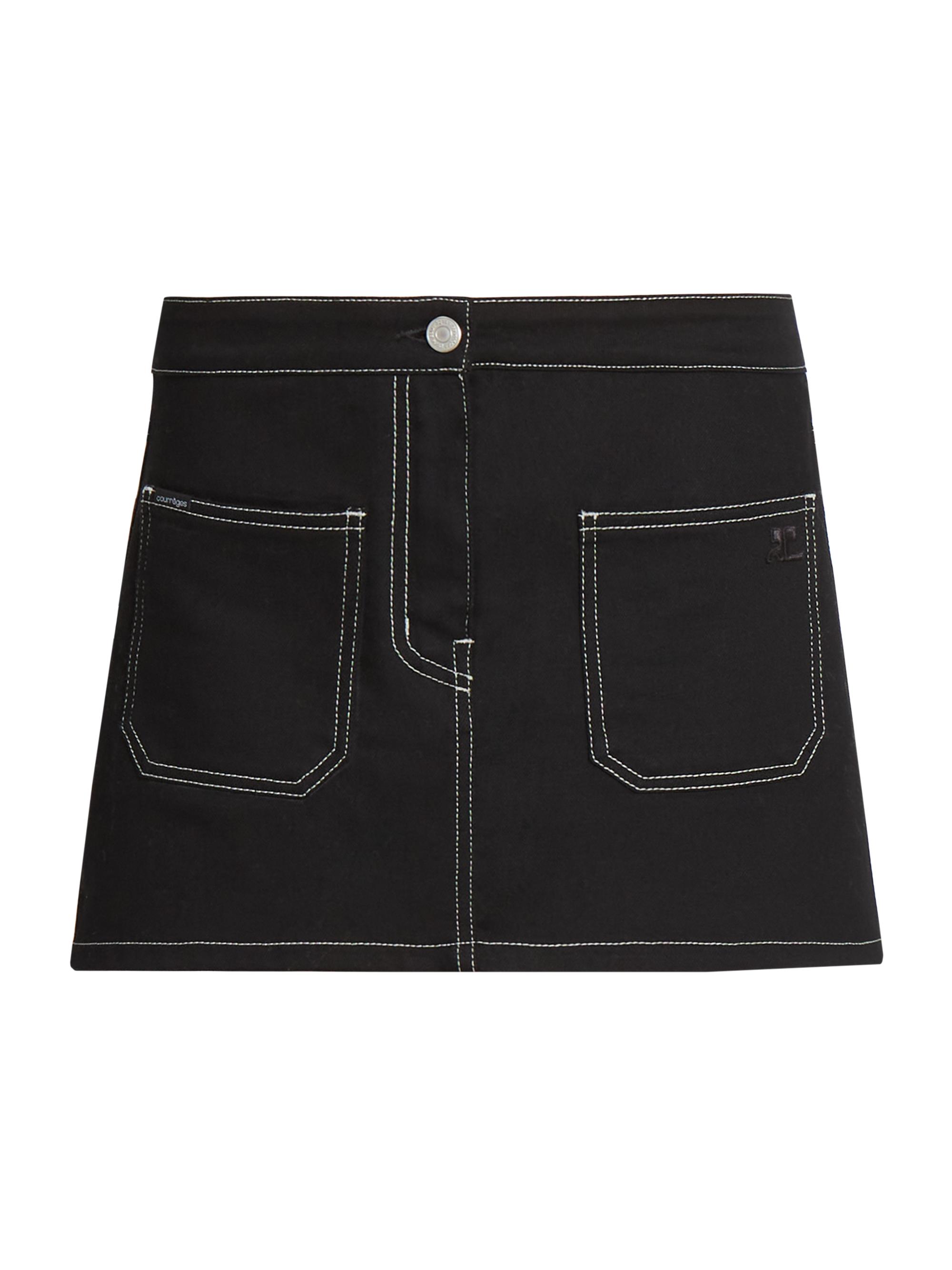 Courrèges Women's Denim Cotton Miniskirt - Black White