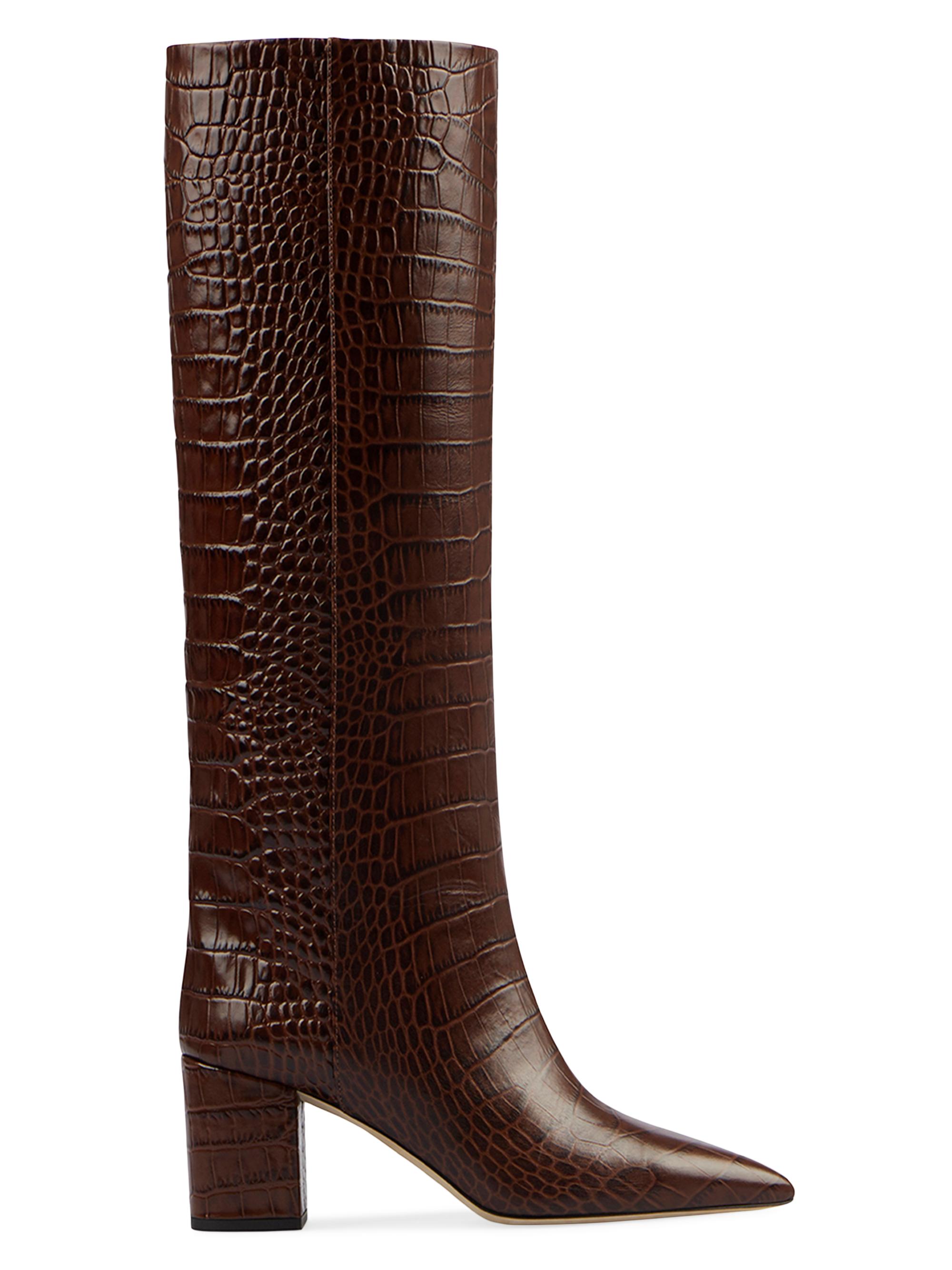 Paris Texas Women's Anja 70MM Crocodile-Embossed Leather Boots - Cioccolato