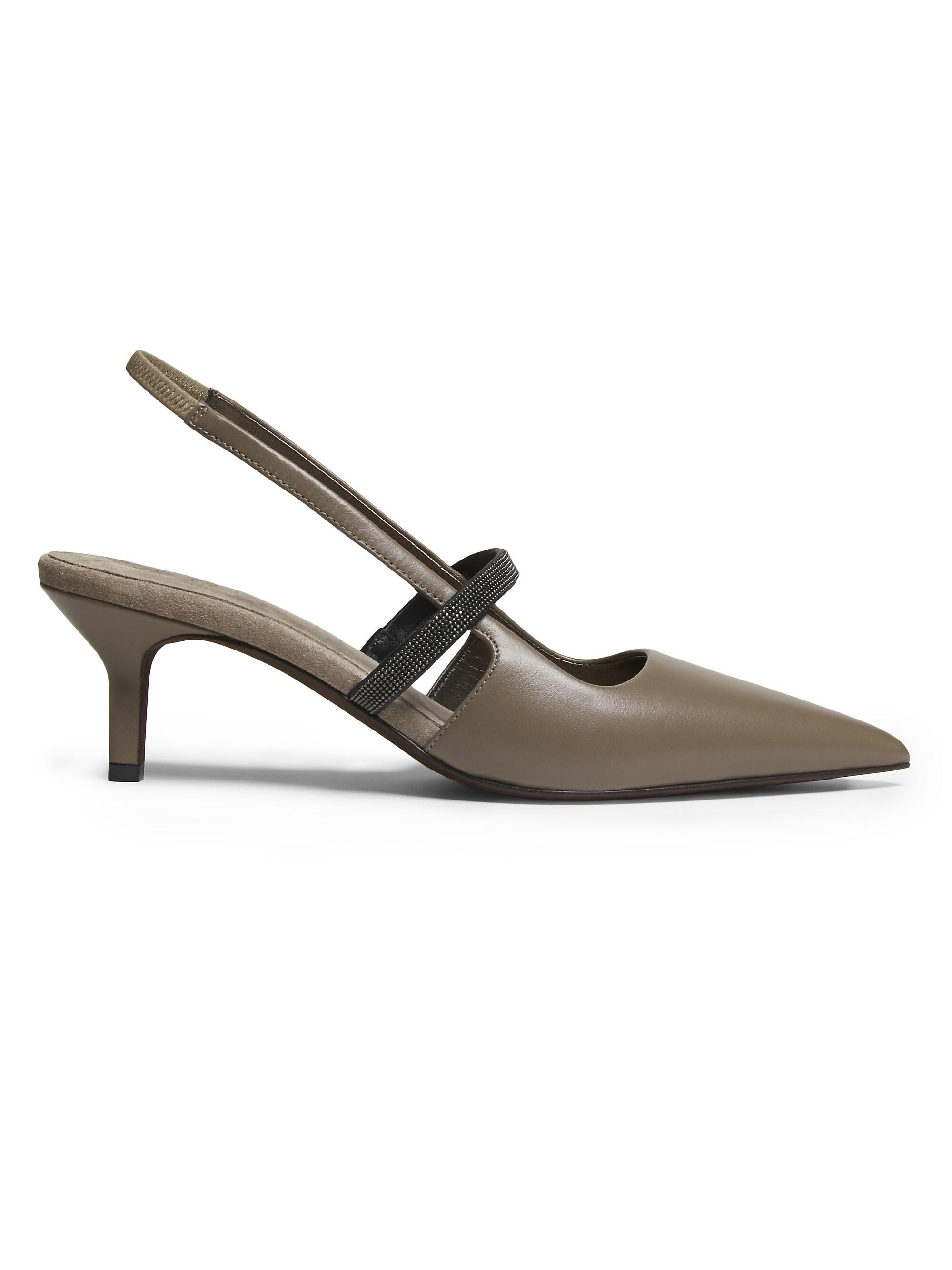 Brunello Cucinelli Women's 55MM Leather Slingbacks - Taupe