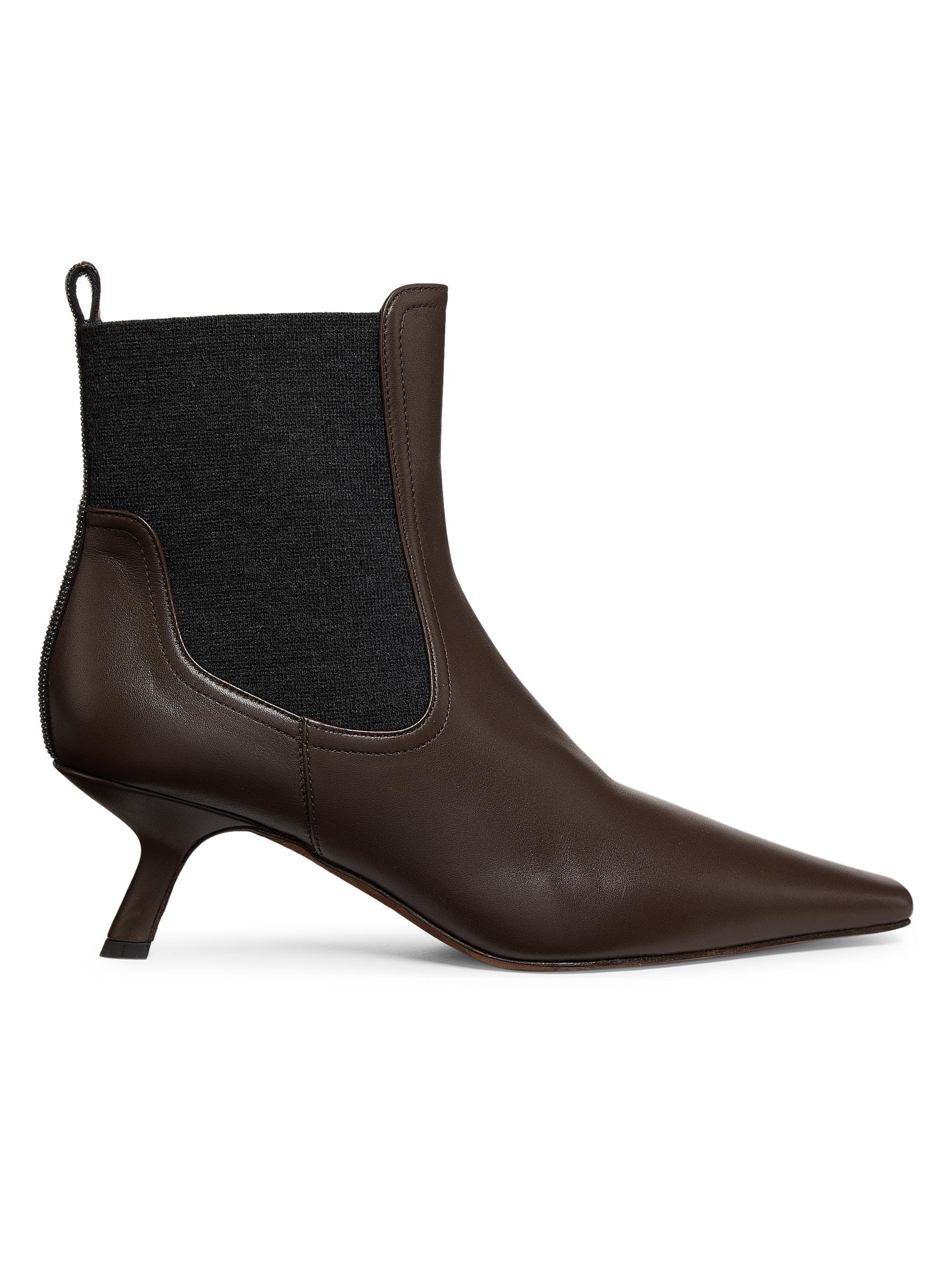 Brunello Cucinelli Women's Leather Booties - Dark Brown