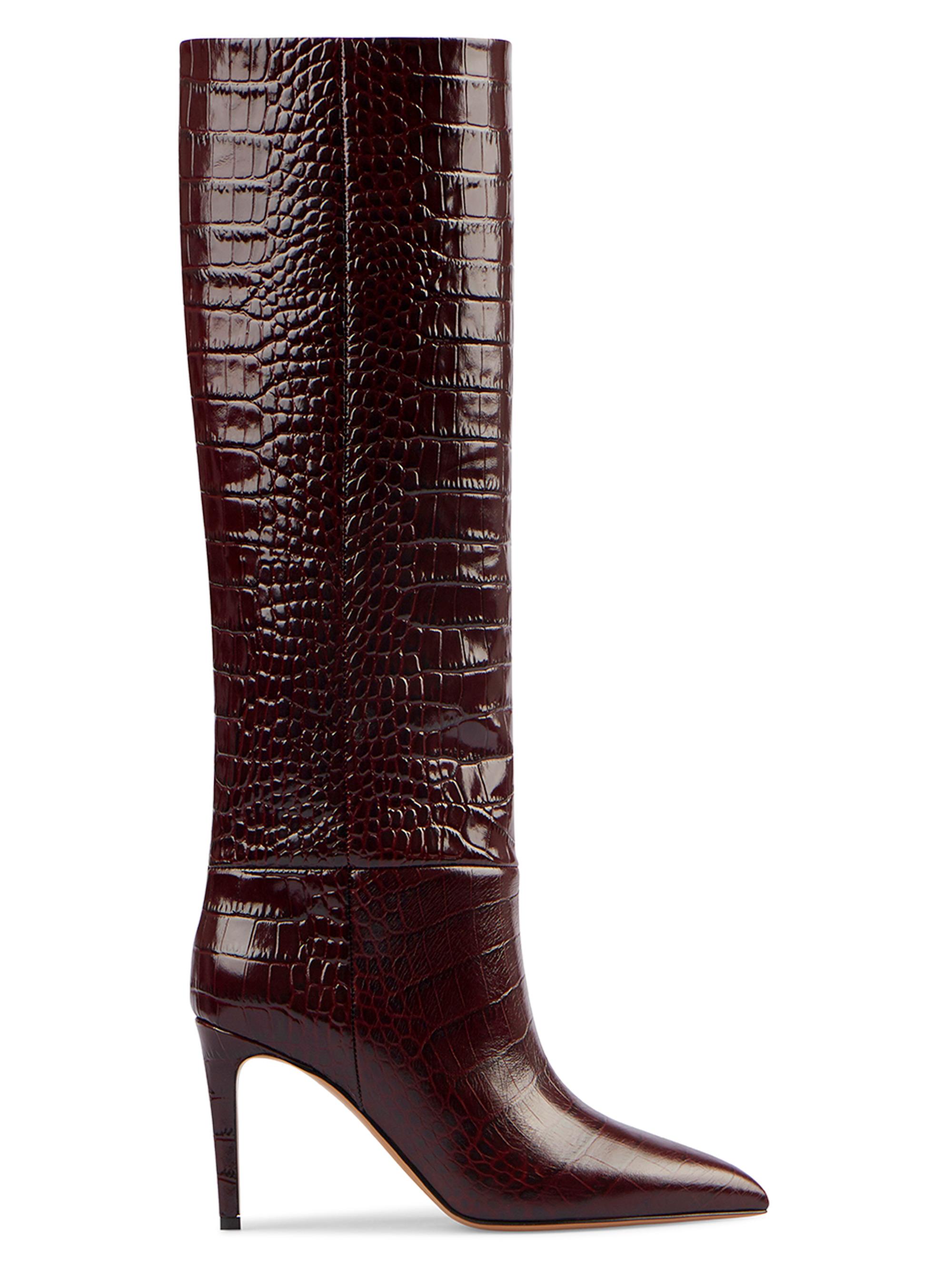 Paris Texas Women's Stiletto 85MM Crocodile-Embossed Leather Boots - Rouge Noir | Thumbnail 2
