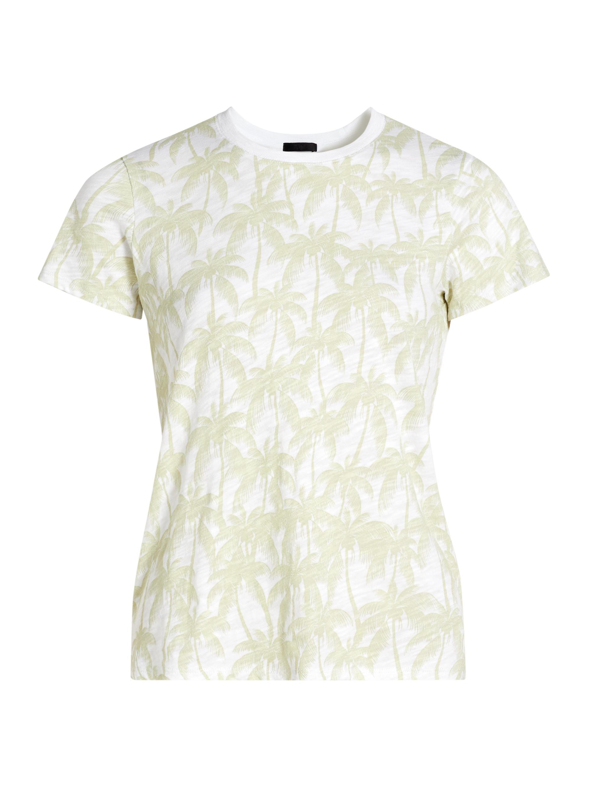 ATM Anthony Thomas Melillo Women's Schoolboy Slub Palm Print T-Shirt - White Morning Mist