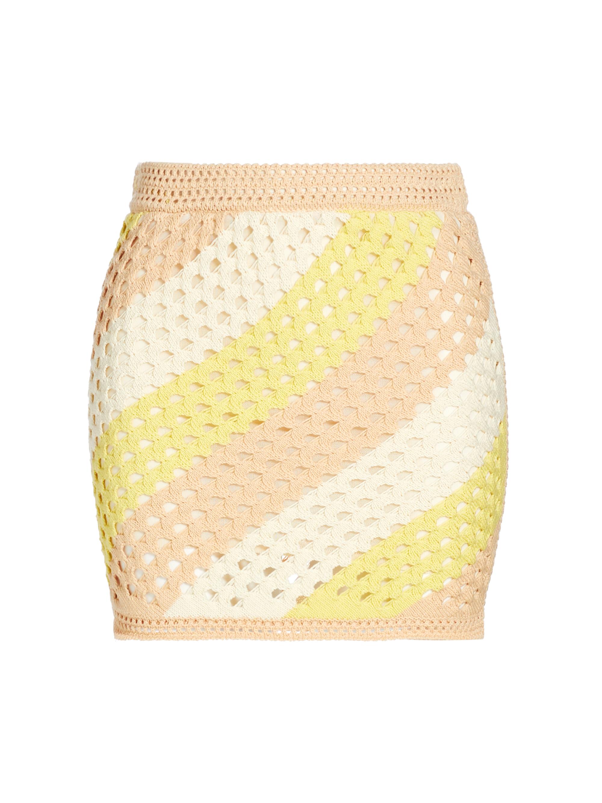 ATM Anthony Thomas Melillo Women's Cotton Striped Crochet Miniskirt - Lemon Chiffon Combo