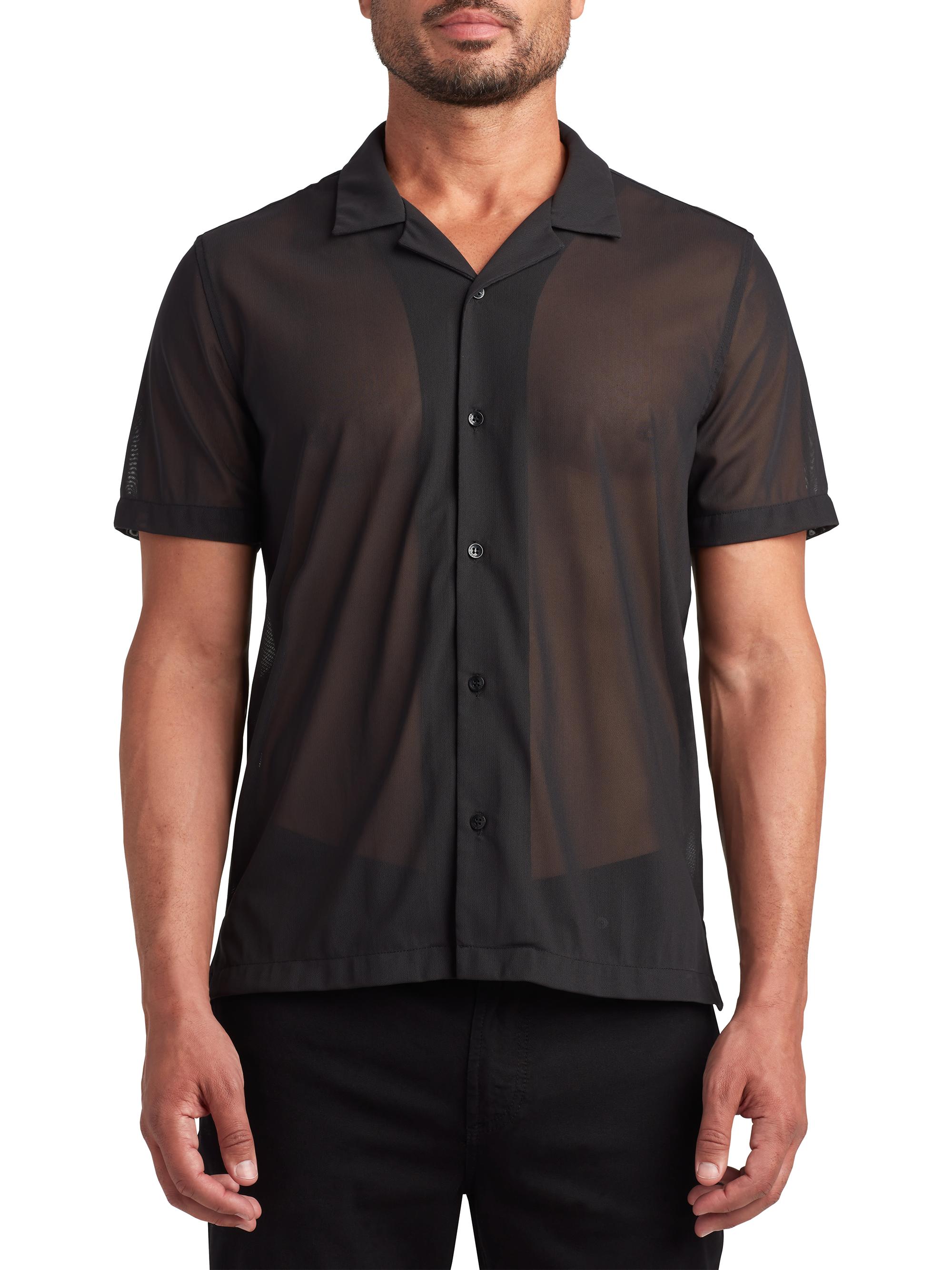 Monfrère Men's Bond Sheer Short-Sleeve Shirt - Noir