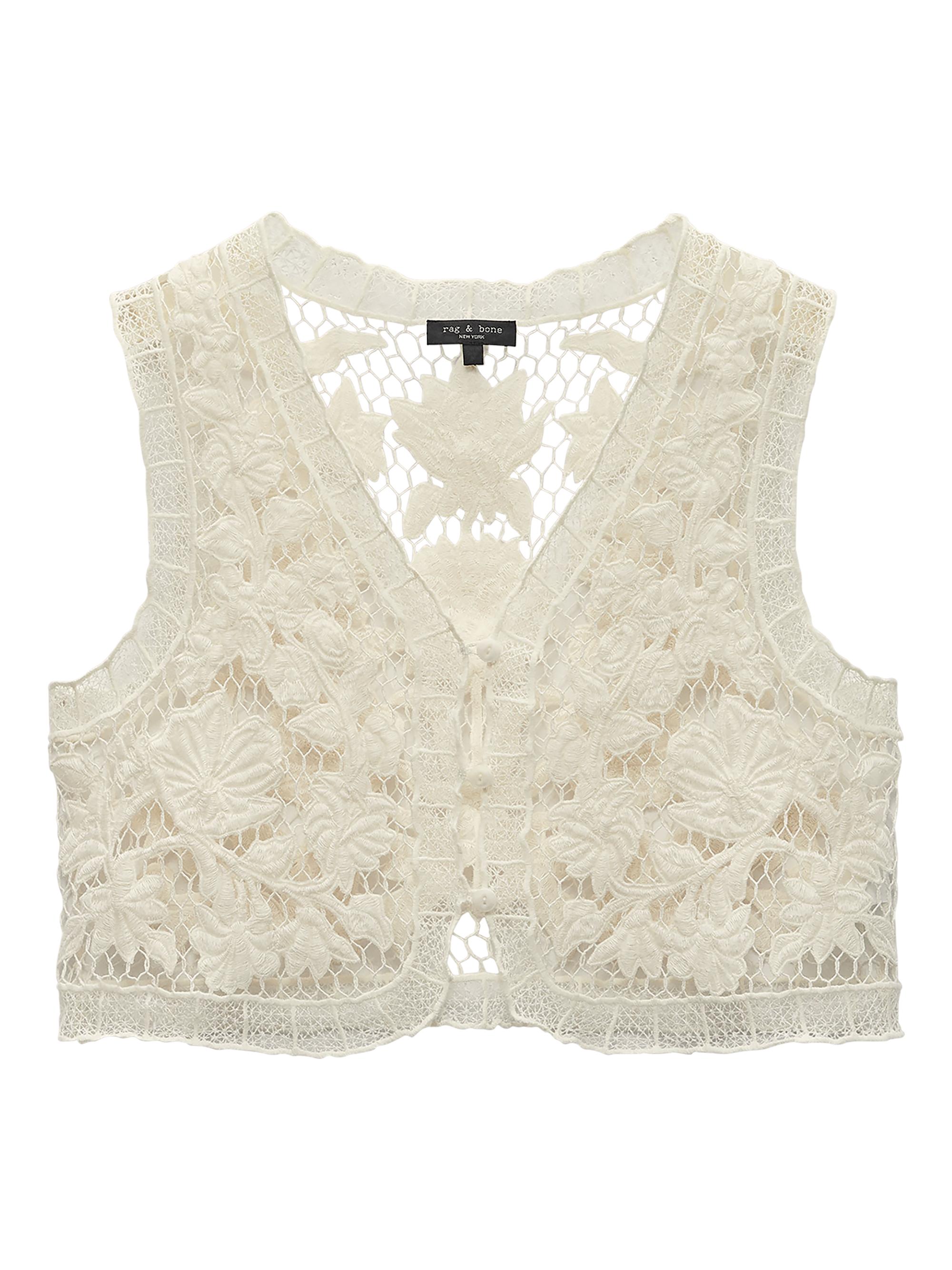 rag & bone Women's Coralie Crochet Cropped Vest Top -
