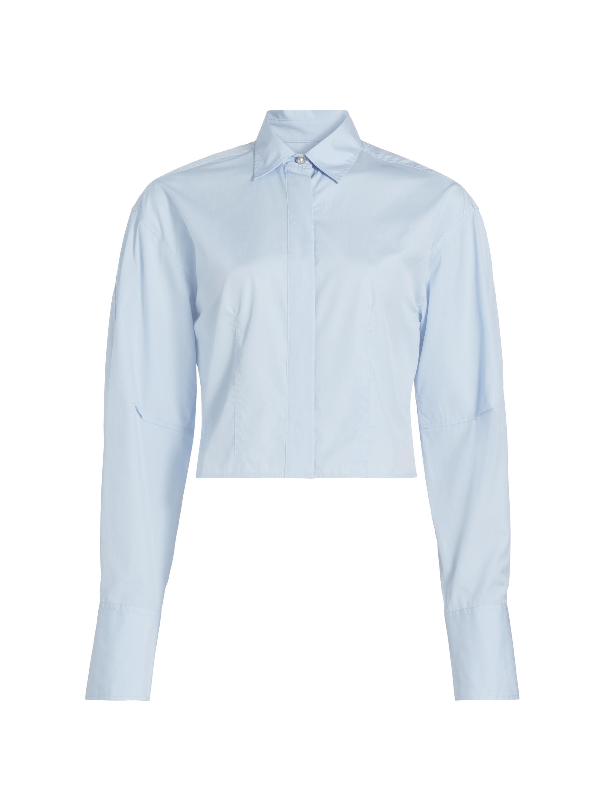 rag & bone Women's Claudia Cropped Poplin Shirt - Light Blue