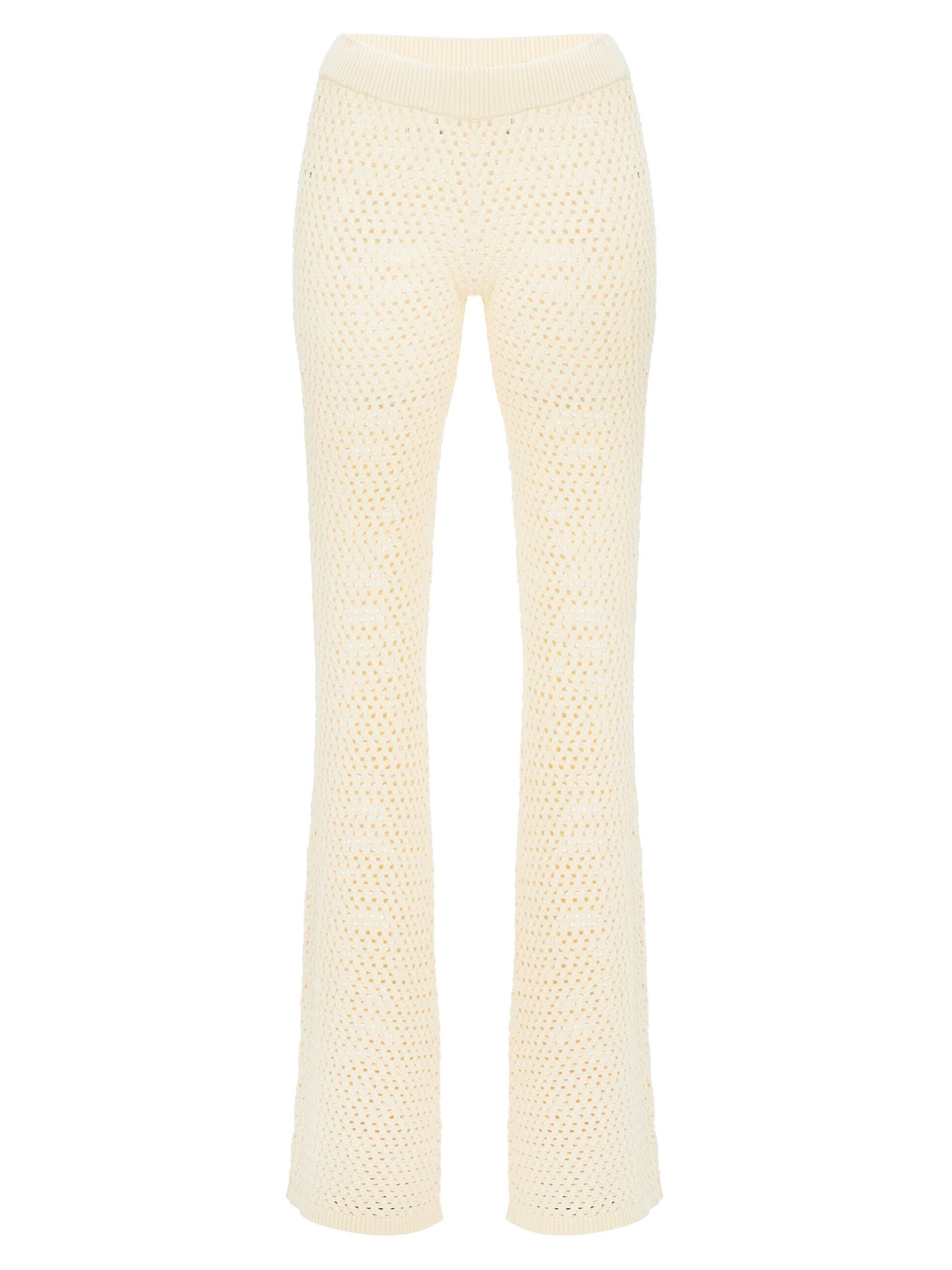 Ser.o.ya Women's Tish Knit Crochet Pants - Cream