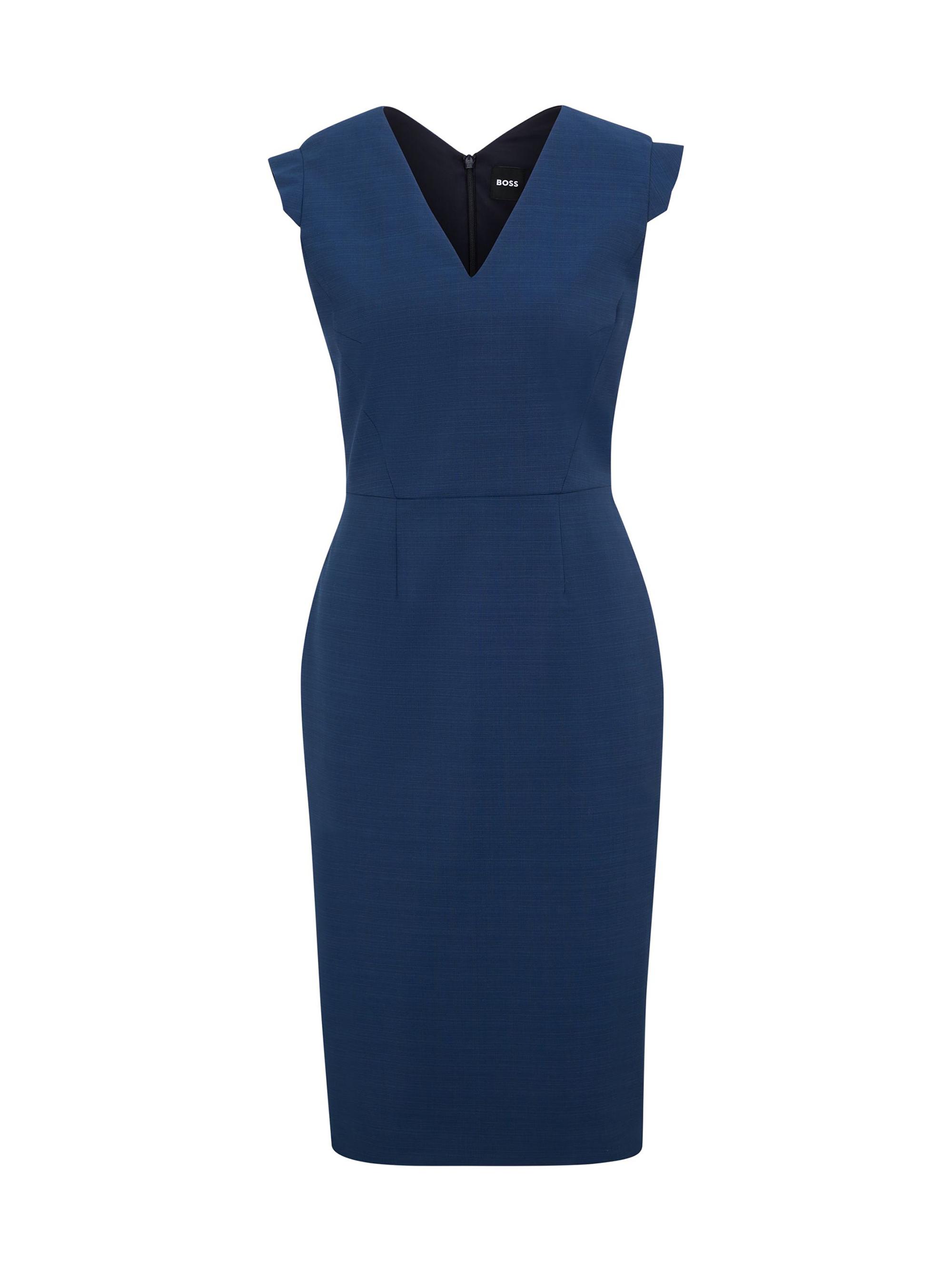 BOSS Women's Cap Sleeve V-Neck Dress - Navy