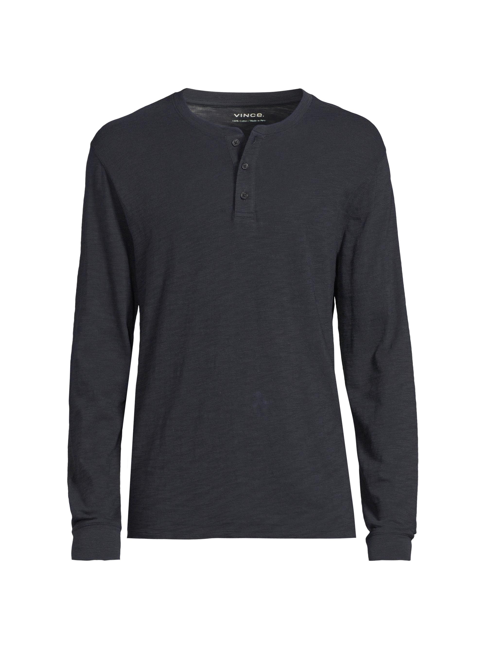 Vince Men's Cotton Crewneck Henley - Coastal