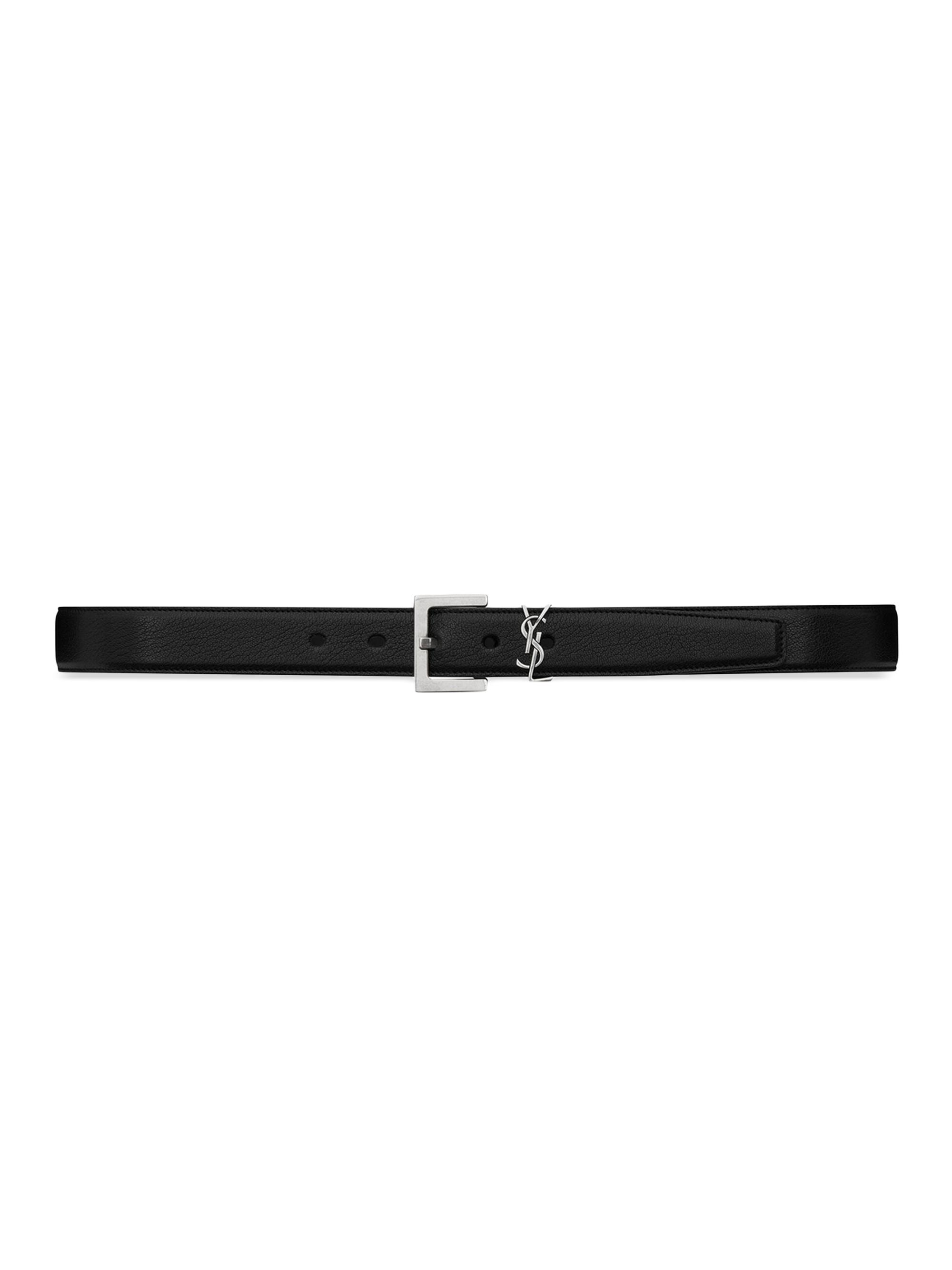 Saint Laurent Women's Cassandre Belt in Smooth Leather - Black