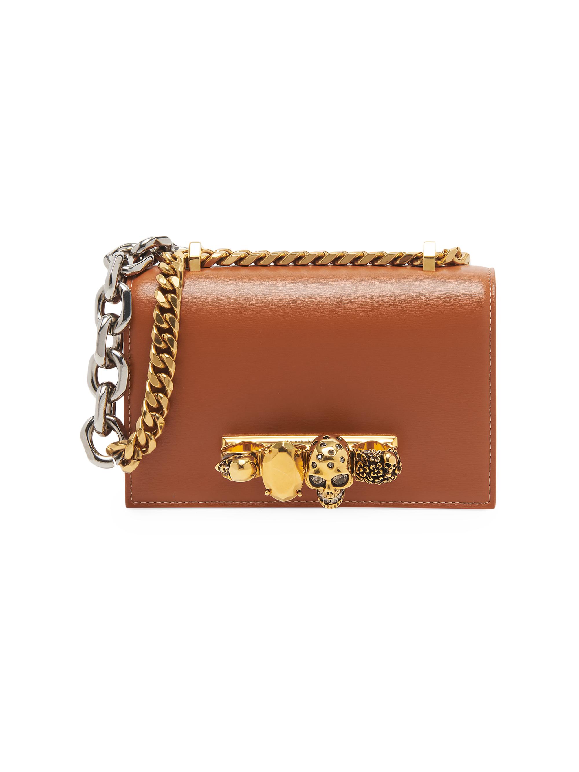 McQueen Women's Mini Jewelled Leather Satchel - Caramel Tan